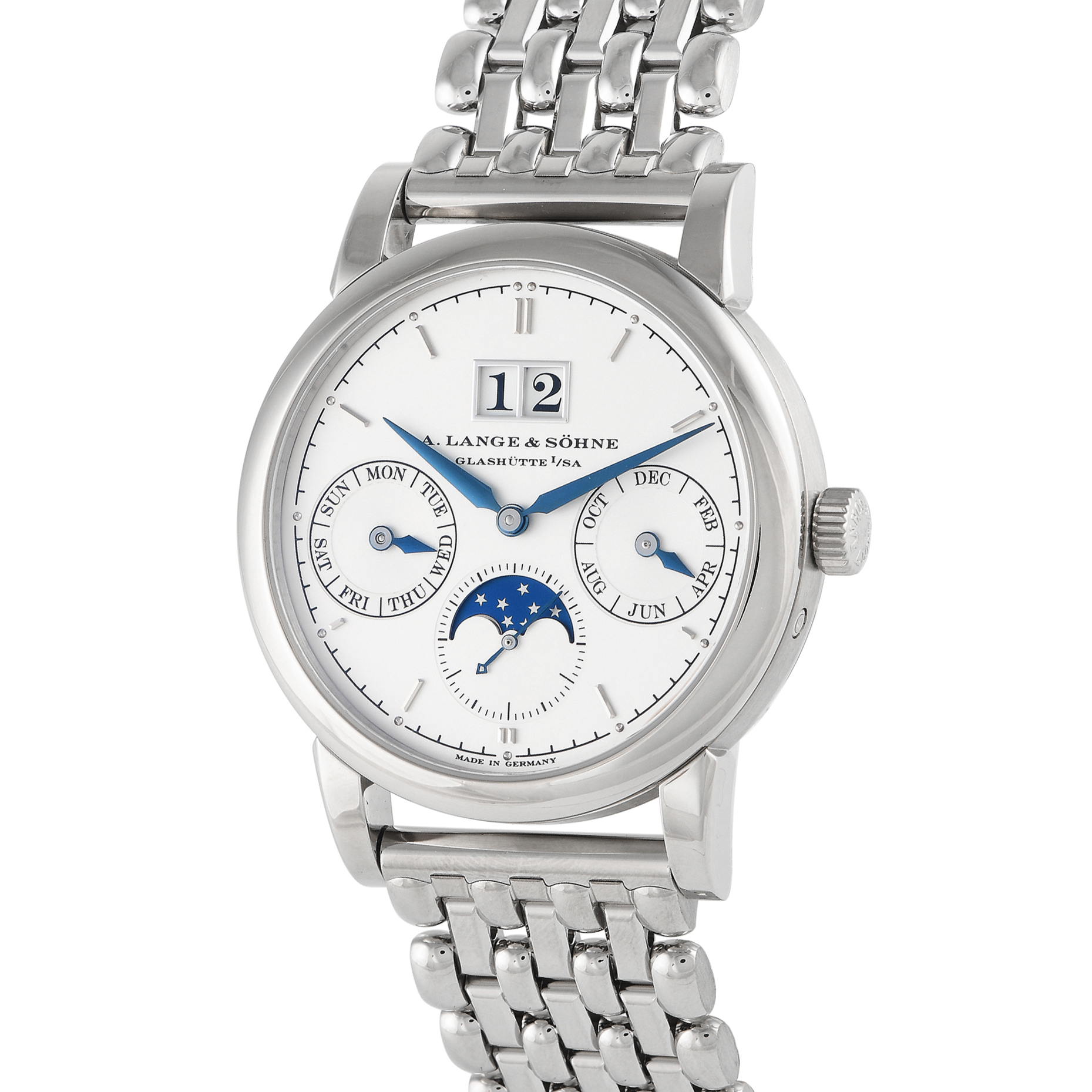 A. Lange & Sohne Saxonia Annual Calendar 18K White Gold Watch 330.026