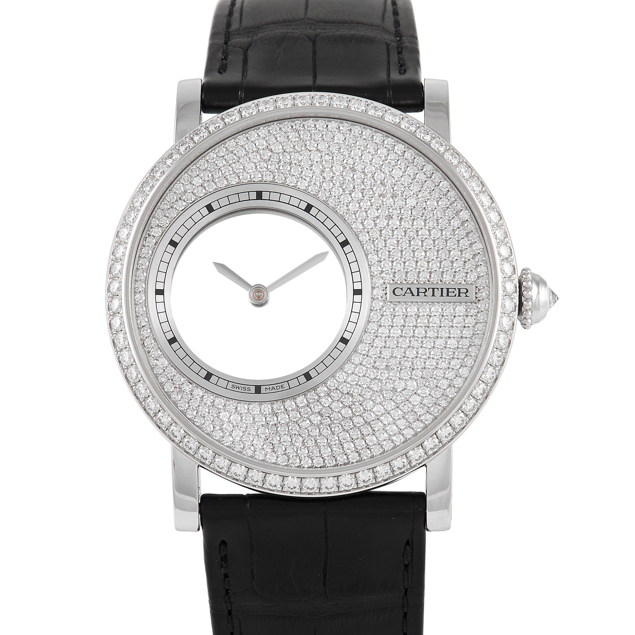 Cartier Rotonde De Mysterious Hour Ladies Diamond Watch HPI00636