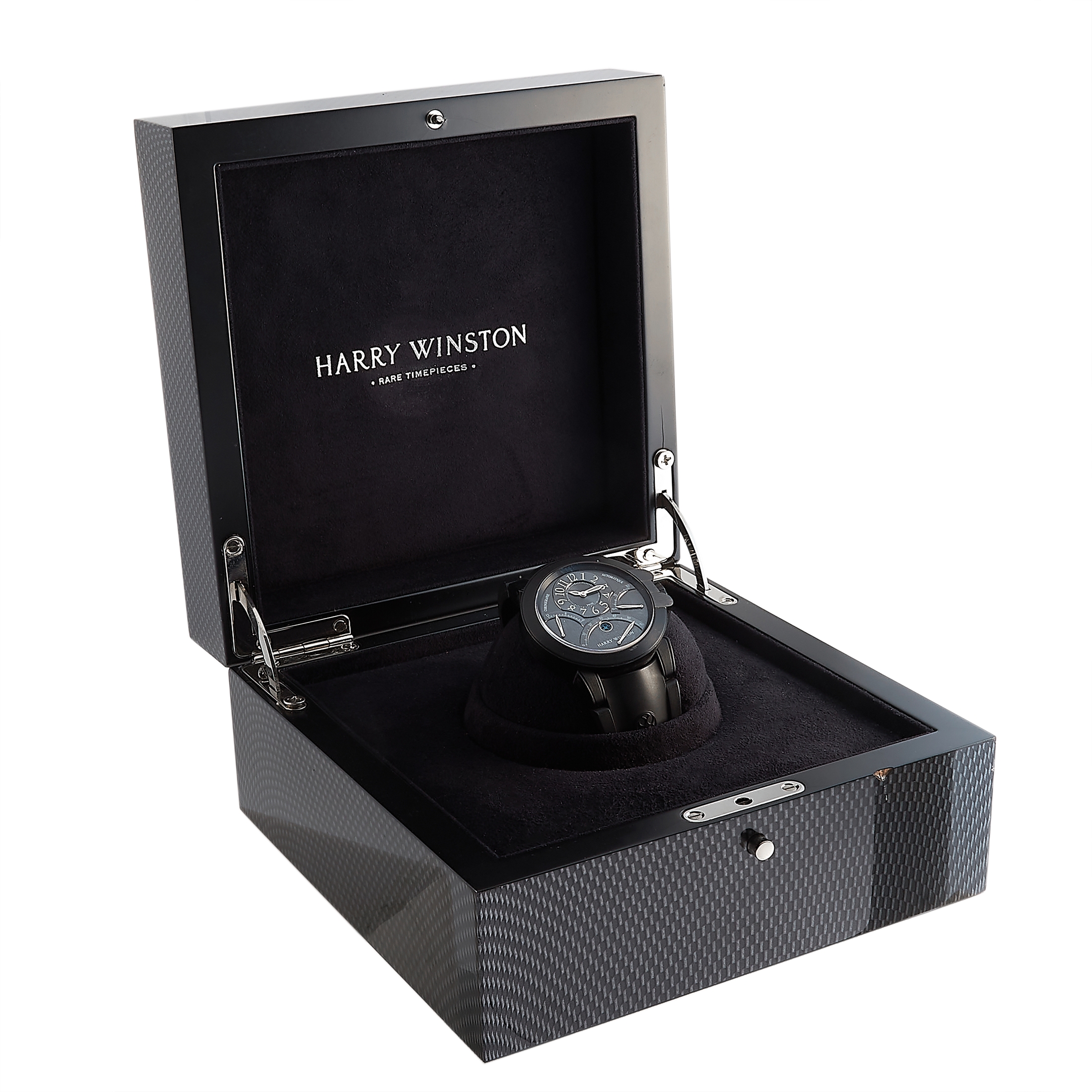 Harry Winston Ocean Triple Retrograde Black Zalium Chronograph Watch 400-MCRA44ZK