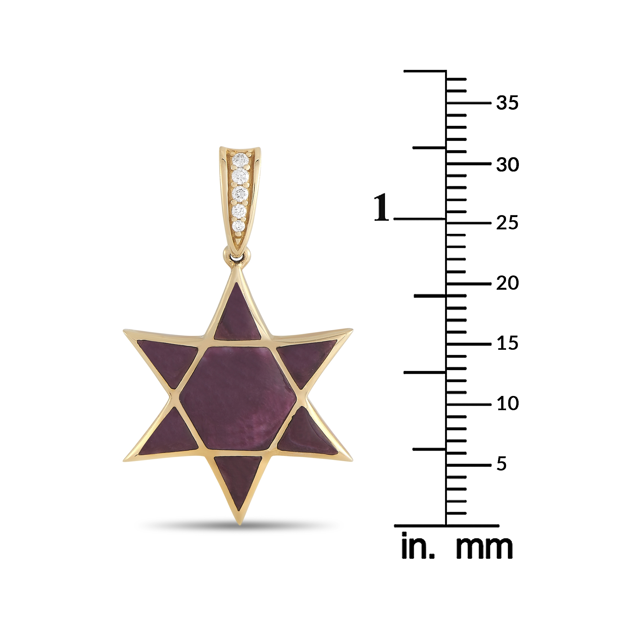Kabana 14K Yellow Gold 0.05 ct Diamond and Spiny Star of David Pendant KB50-111921 - Image 3