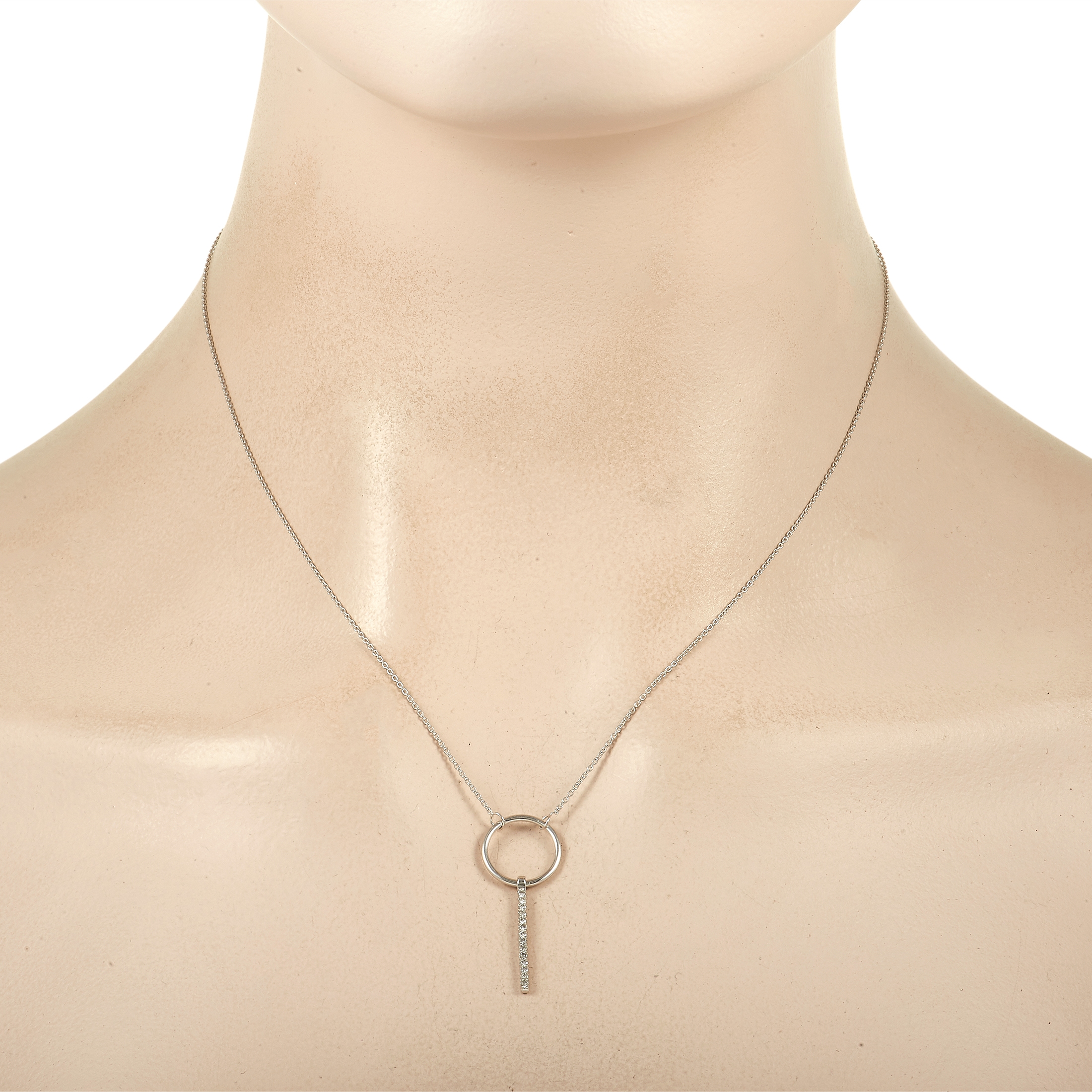 LB Exclusive 14K White Gold 0.10 ct Diamond Necklace NK410241W - Image 2