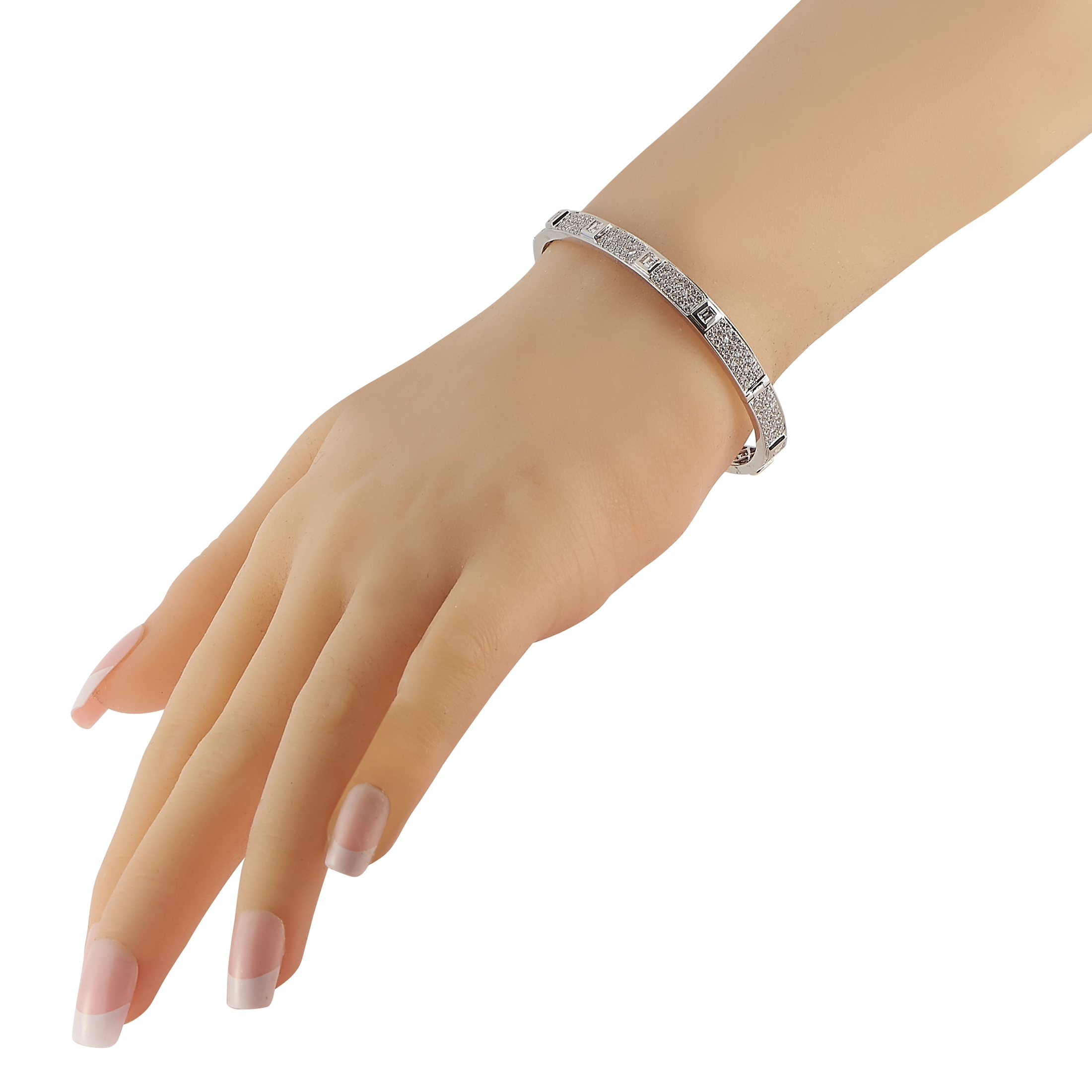 LB Exclusive 18K White Gold 4.24ct Diamond Bangle Bracelet ALB-16217-1 - Image 2