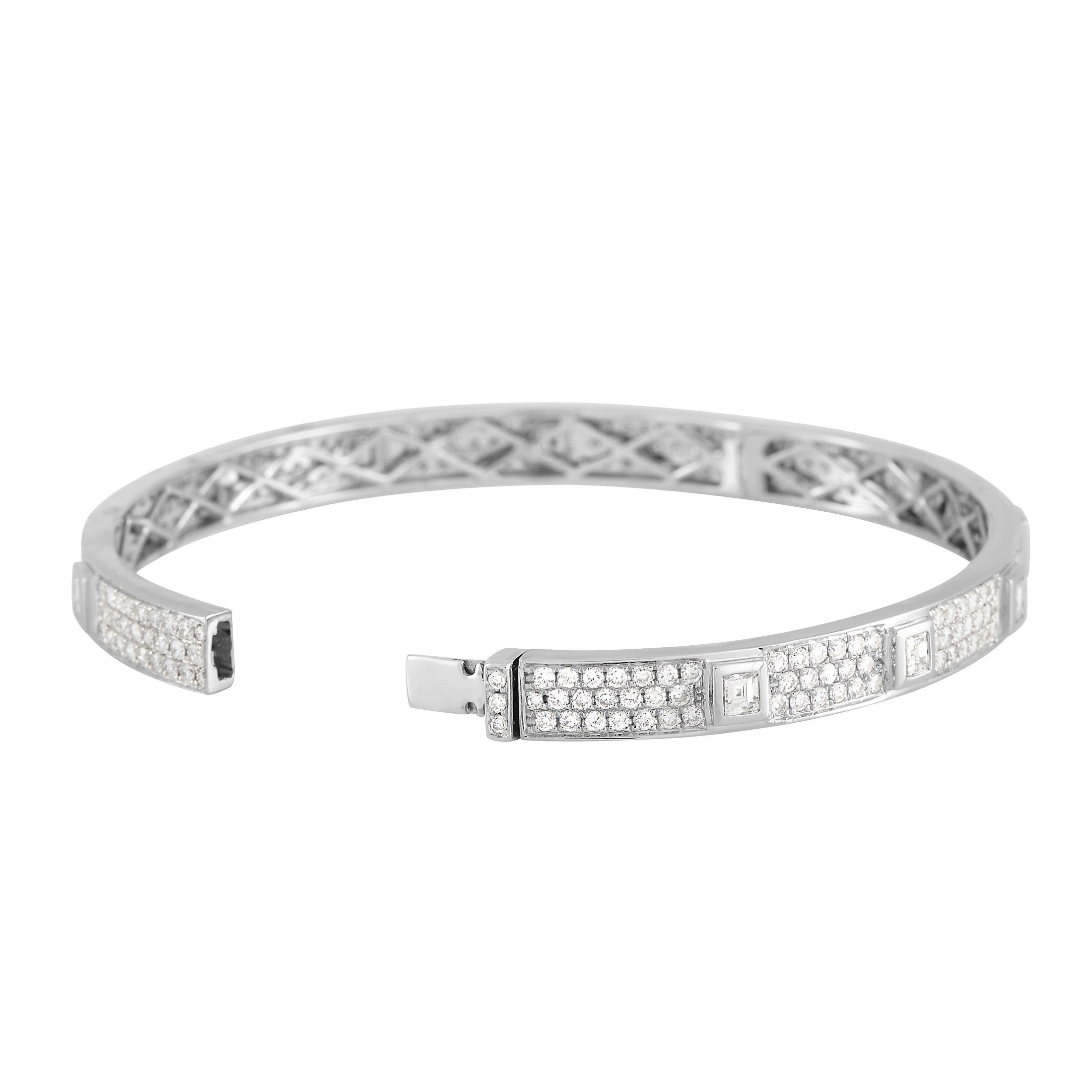 LB Exclusive 18K White Gold 4.24ct Diamond Bangle Bracelet ALB-16217-1 - Image 3