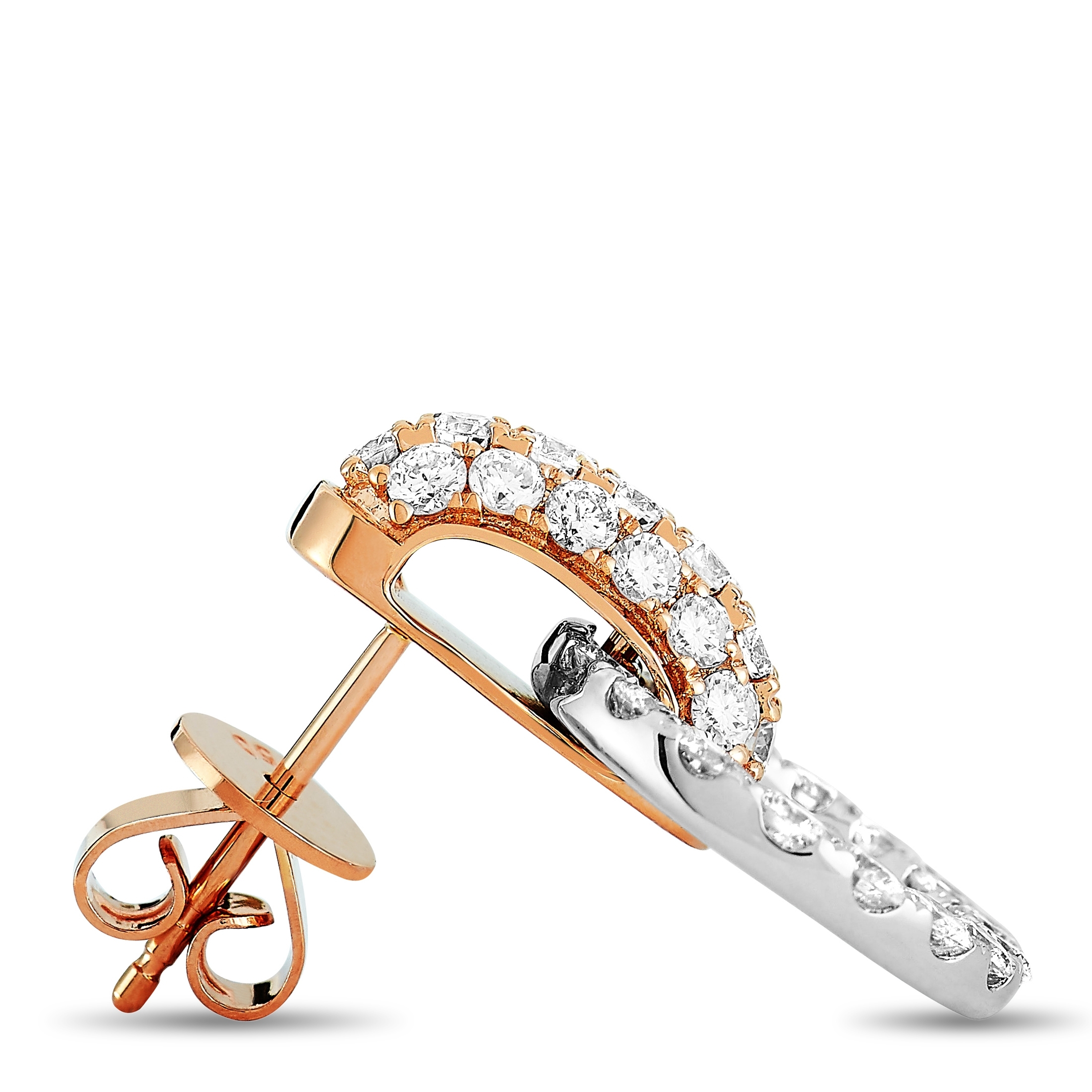 LB Exclusive 18K White and Rose Gold 1.64 ct Diamond Earrings AER-13995-1-W - Image 2