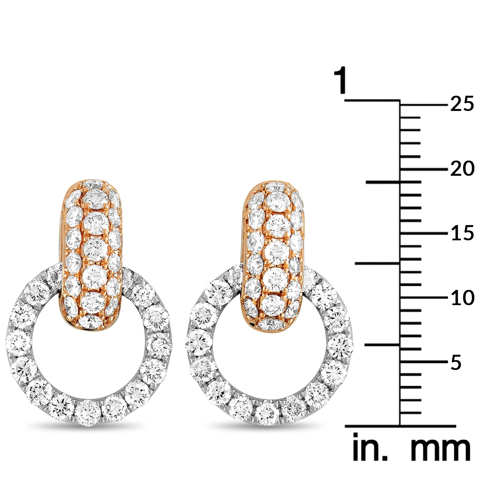 LB Exclusive 18K White and Rose Gold 1.64 ct Diamond Earrings AER-13995-1-W - Image 3