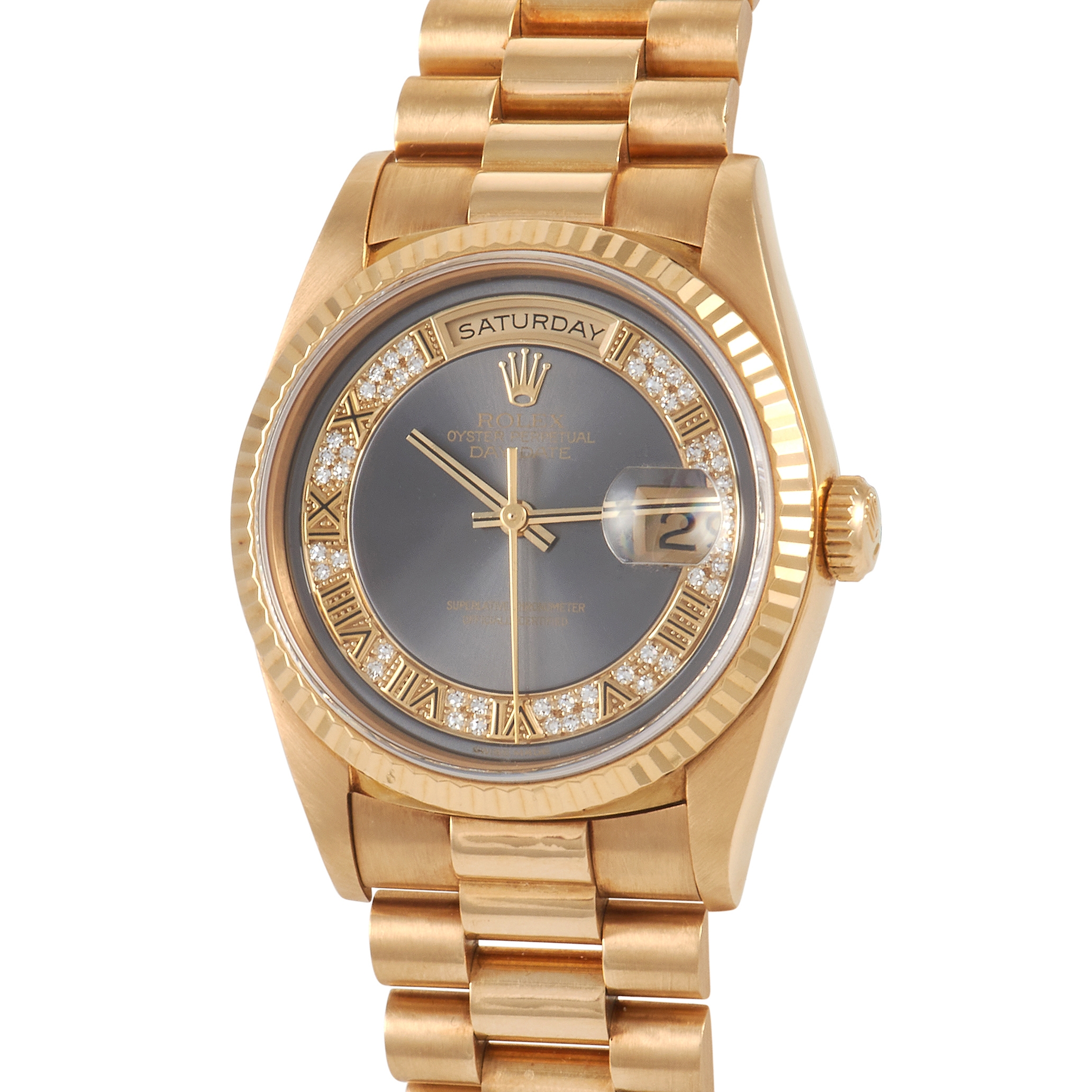 Rolex Day-Date 36 Yellow Gold Myriad Diamond Watch 18238