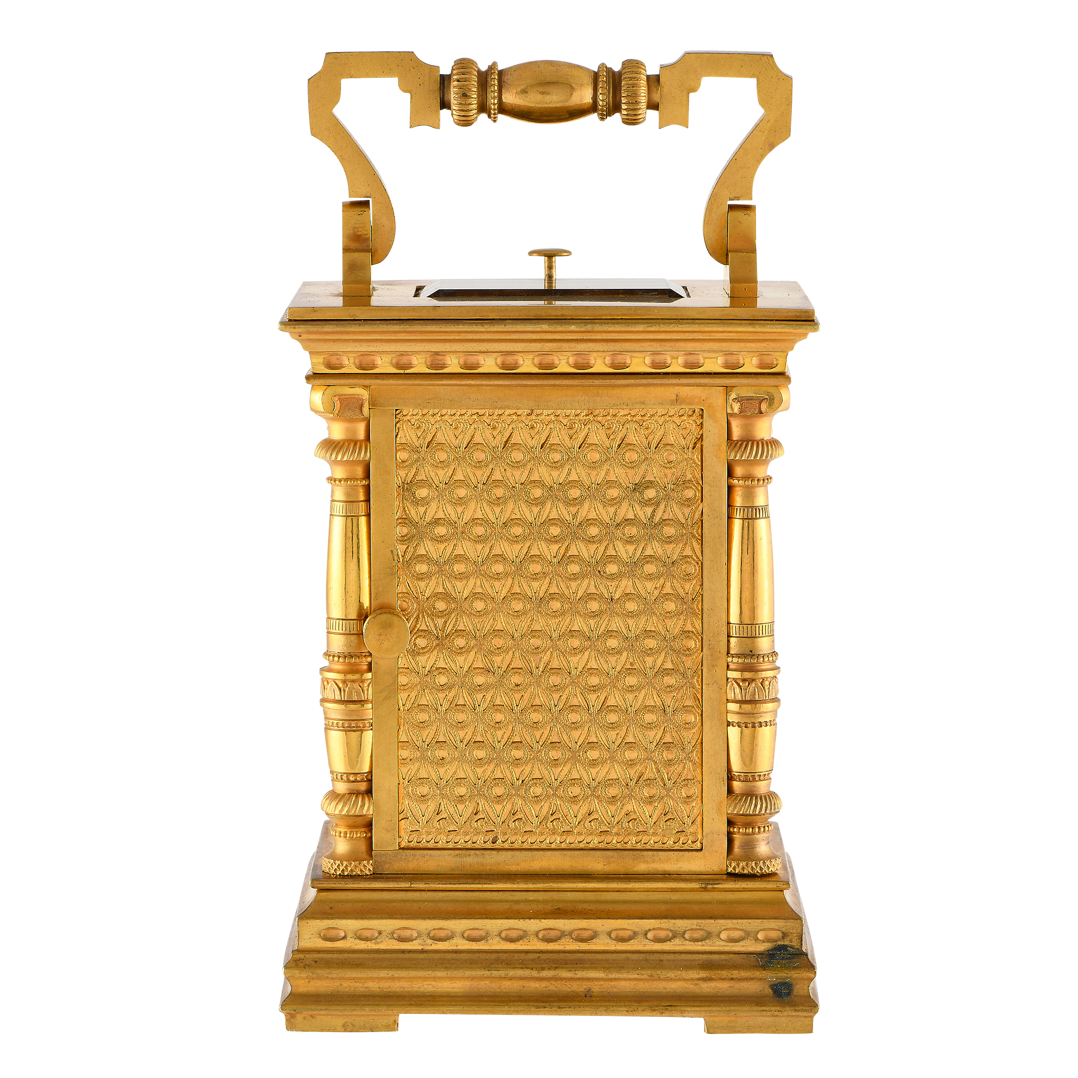 Brass & Enamel Brass & Enamel Gilt French Carriage Table Clock - Image 3