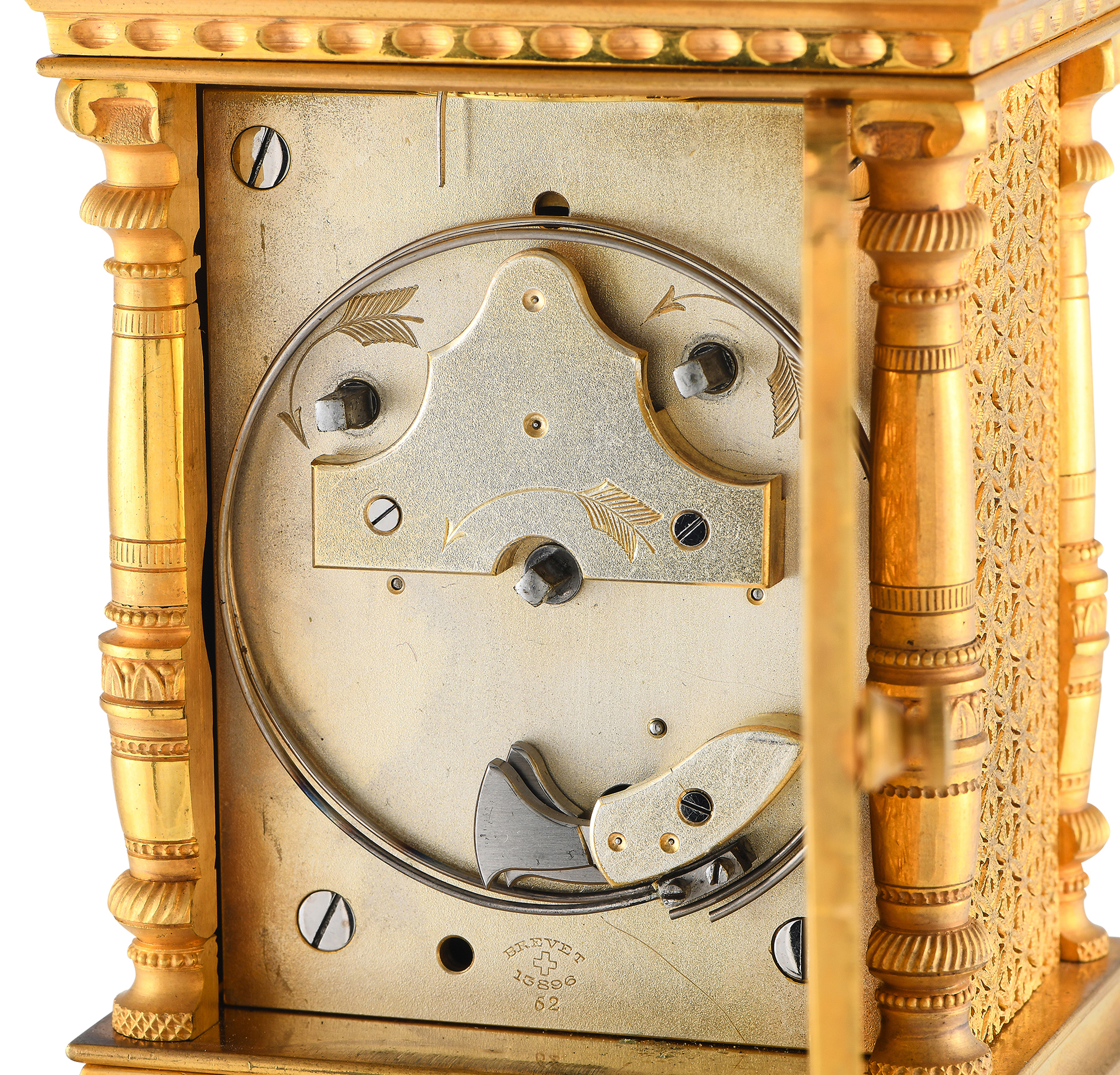 Brass & Enamel Brass & Enamel Gilt French Carriage Table Clock - Image 5