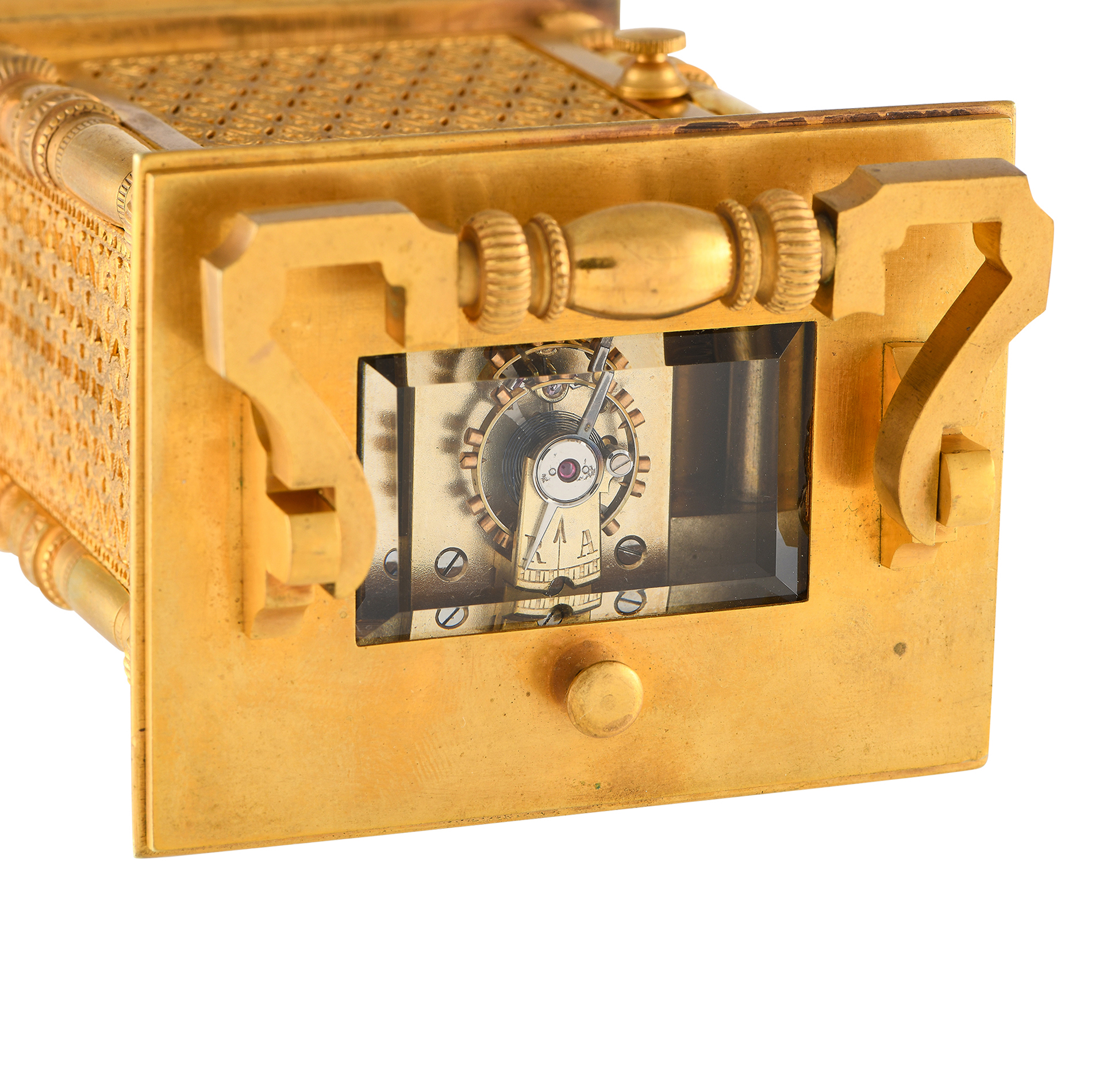 Brass & Enamel Brass & Enamel Gilt French Carriage Table Clock - Image 6