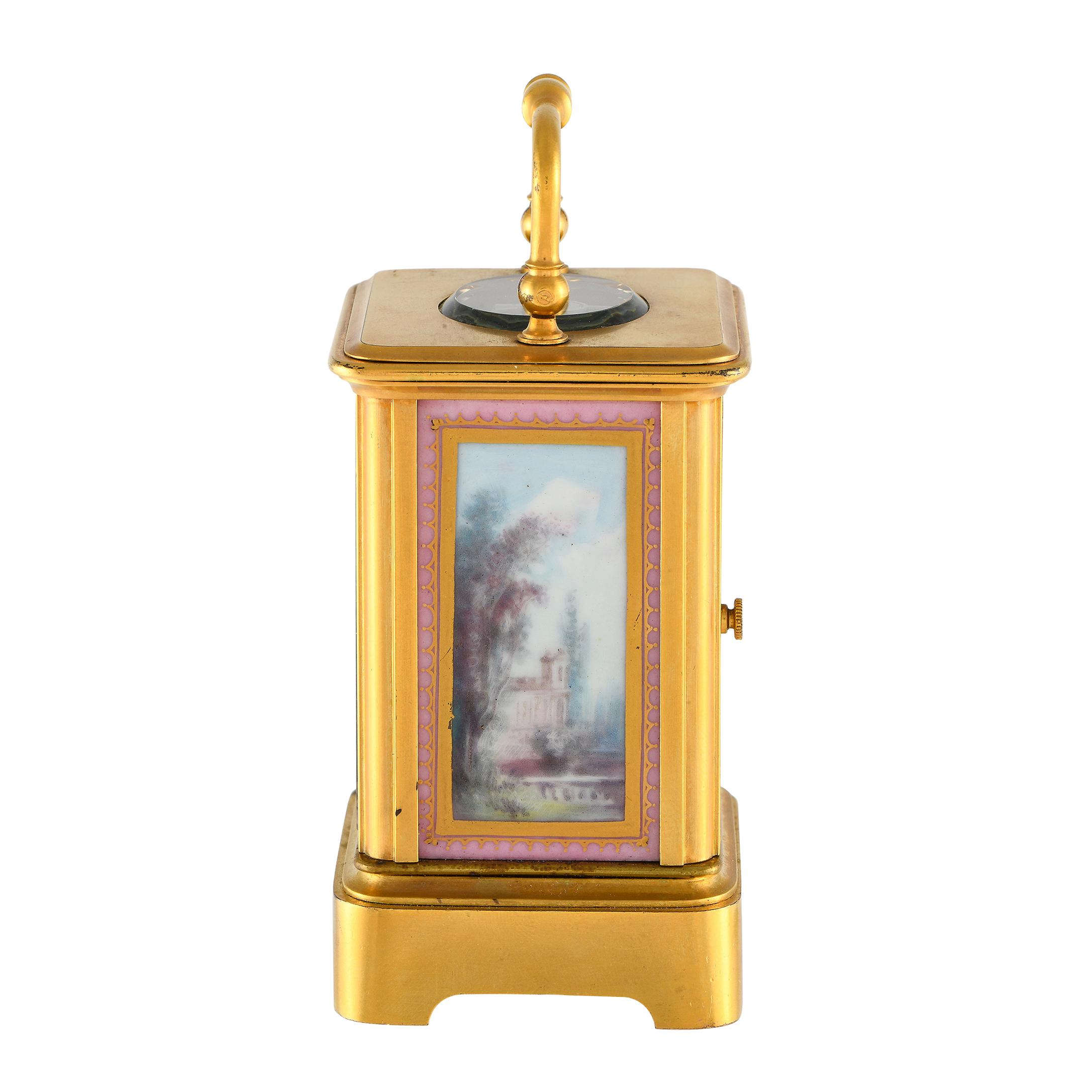 Brass & Enamel Brass & Enamel Miniature French Carriage Table Clock - Image 3