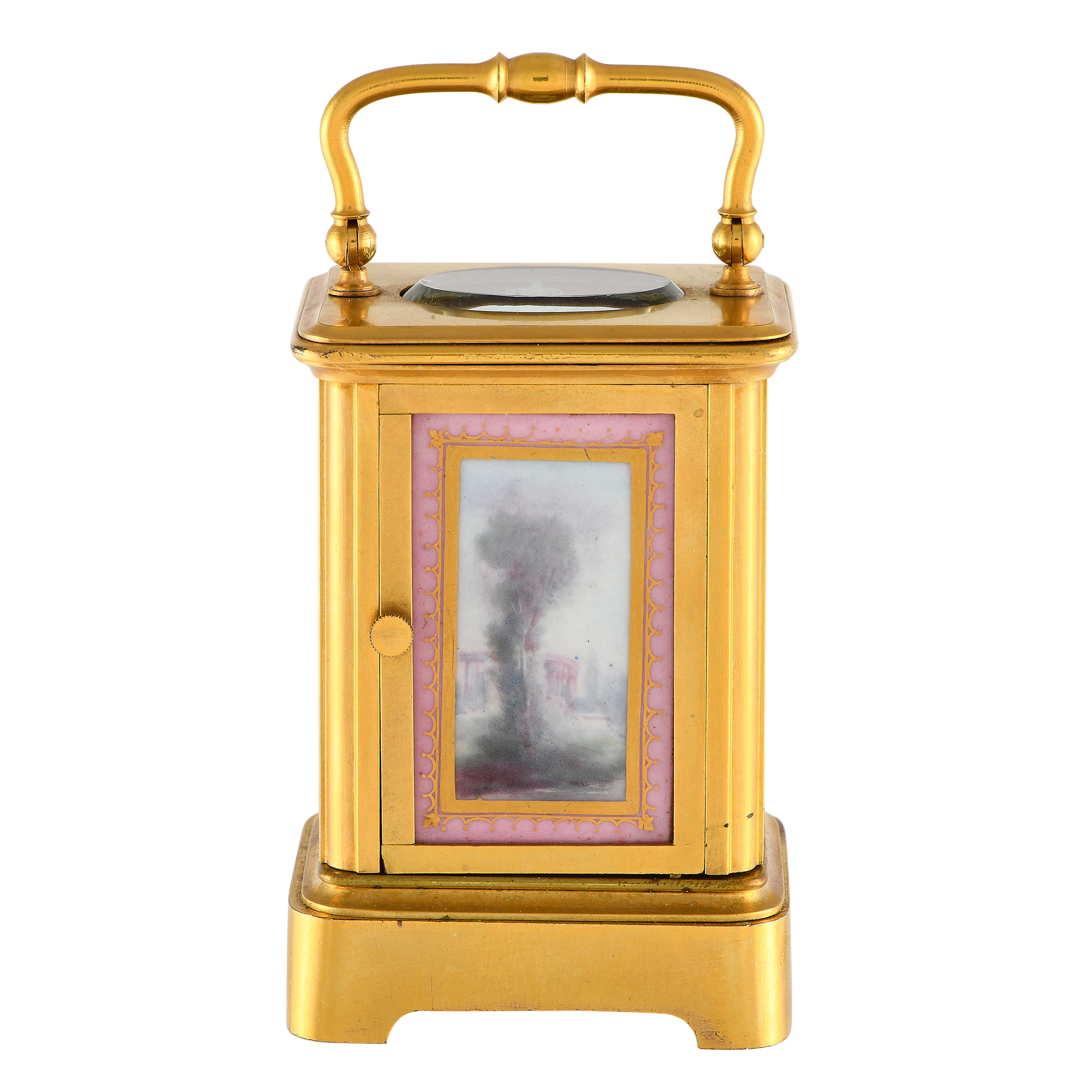 Brass & Enamel Brass & Enamel Miniature French Carriage Table Clock - Image 4