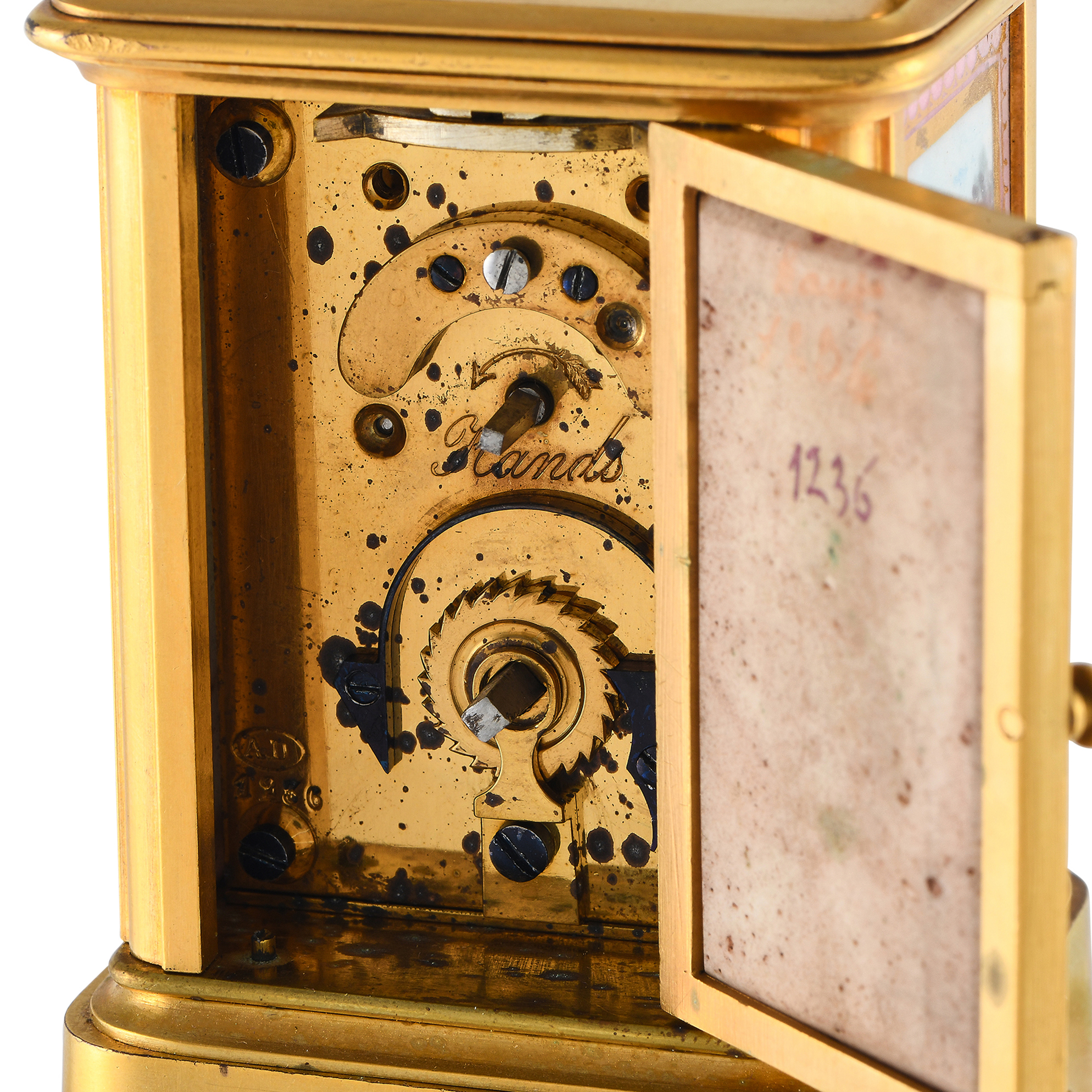 Brass & Enamel Brass & Enamel Miniature French Carriage Table Clock - Image 6