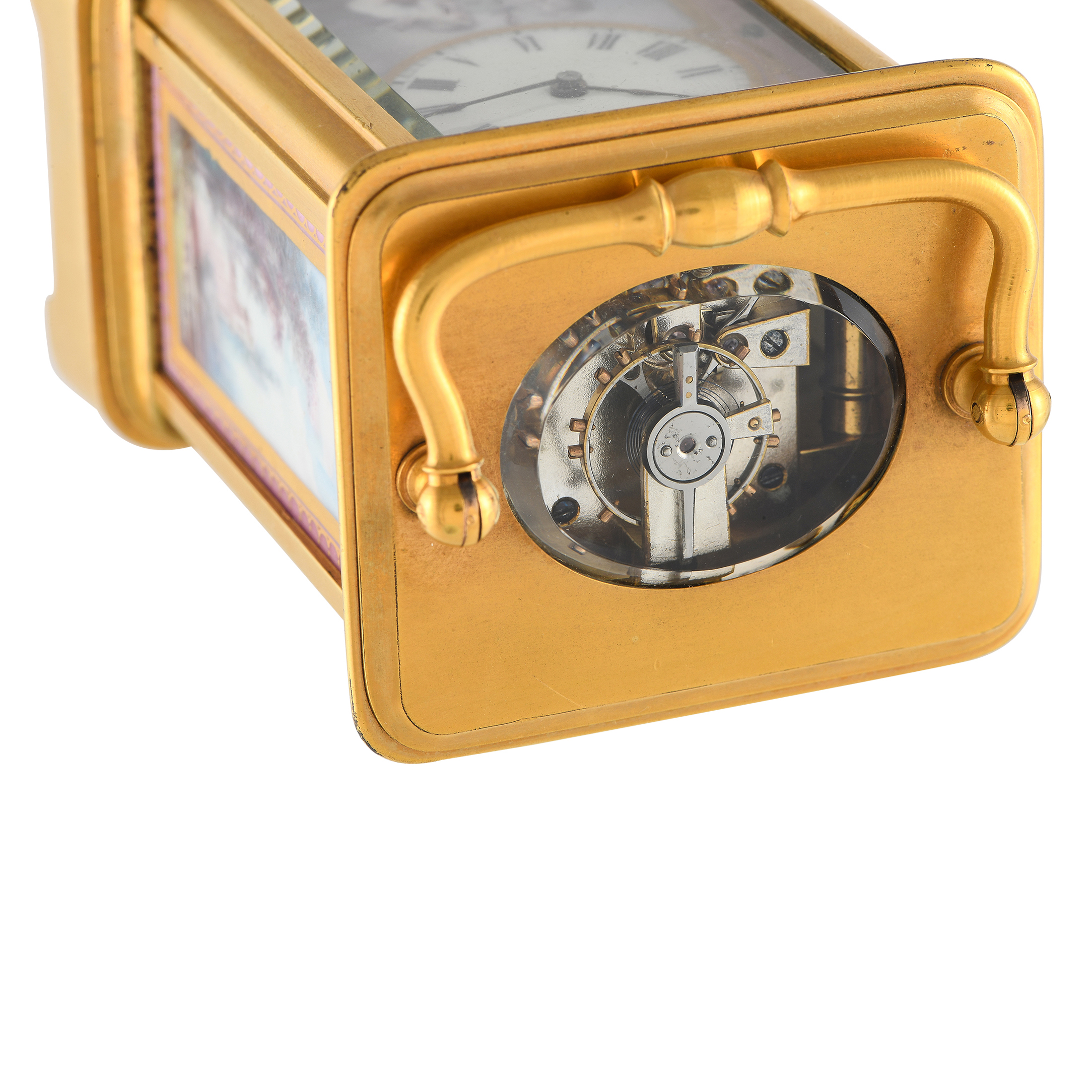 Brass & Enamel Brass & Enamel Miniature French Carriage Table Clock - Image 7