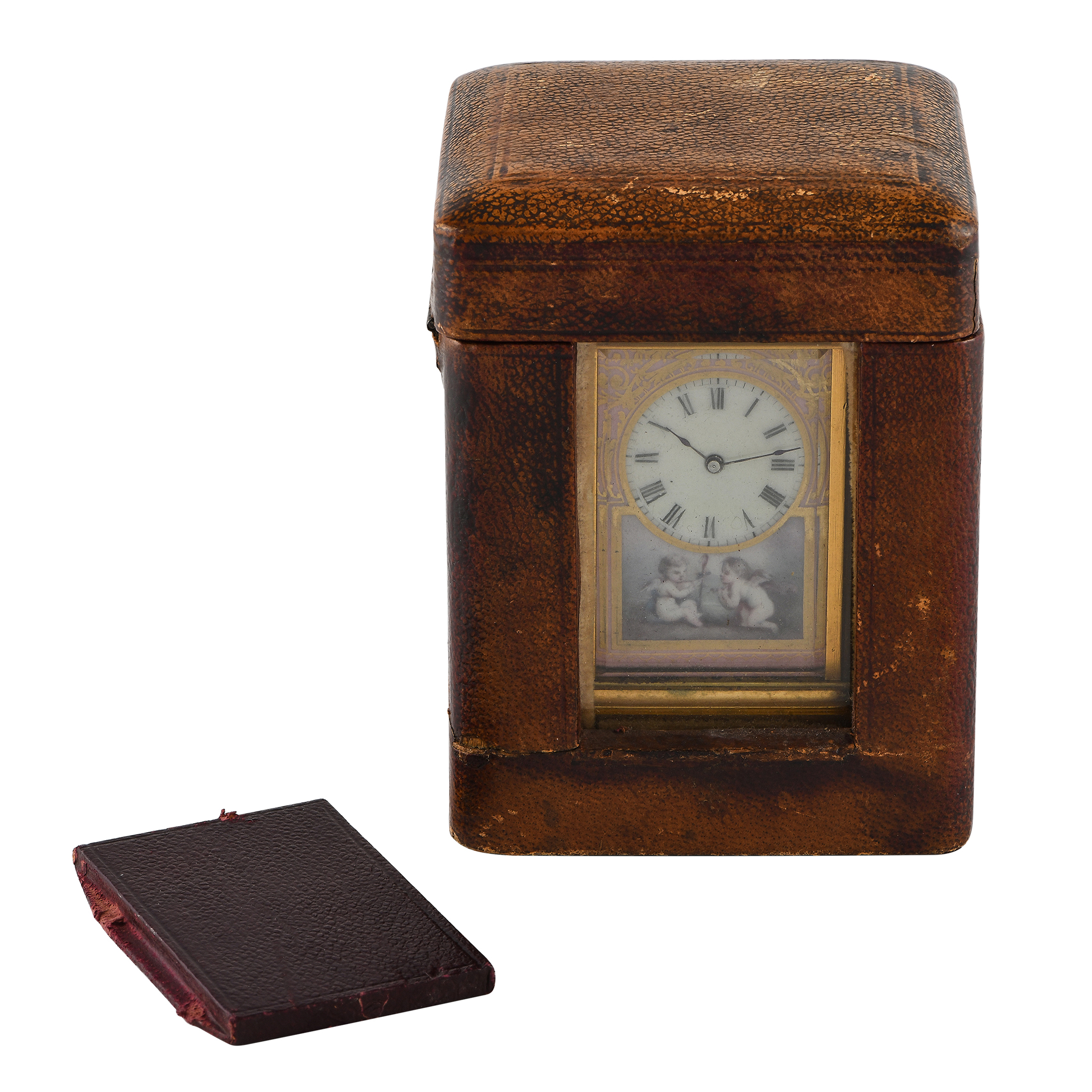 Brass & Enamel Brass & Enamel Miniature French Carriage Table Clock - Image 9