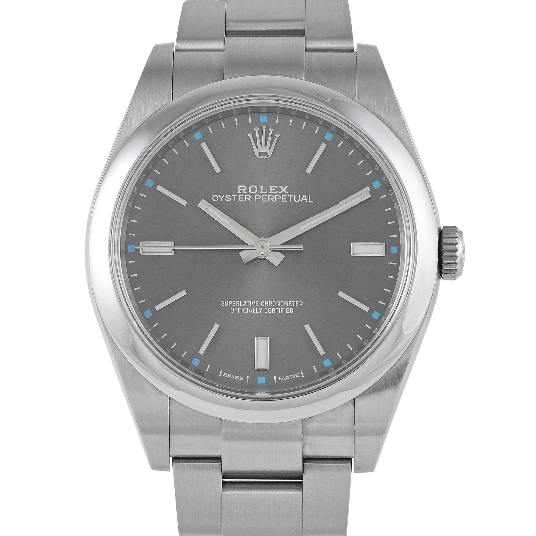 Rolex Oyster Perpetual 39 Dark Rhodium Dial Watch 114300