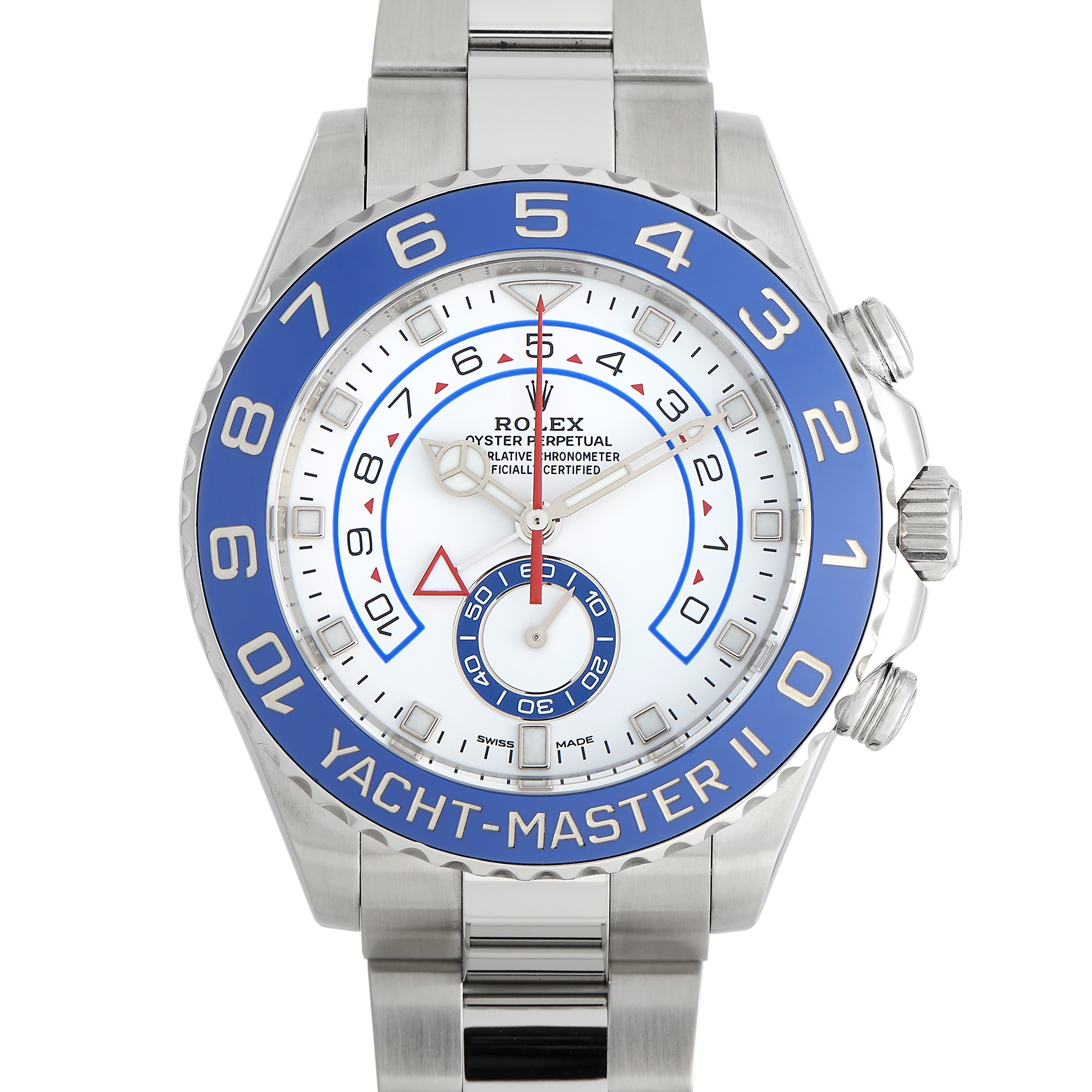 Pre-owned Rolex Yacht-Master II 44mm white dial regatta chronograph, ref. 116680