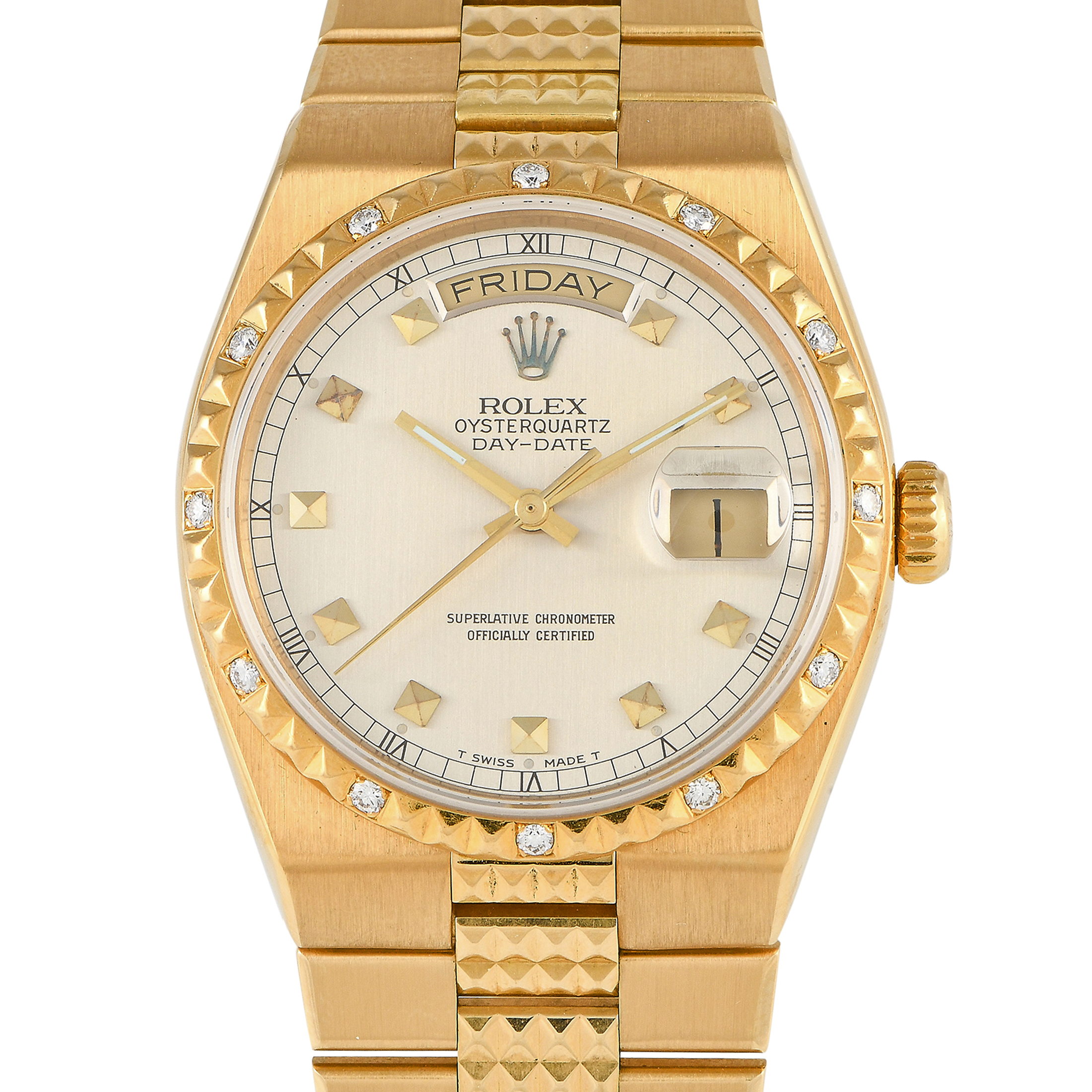 Rolex Day-Date Oysterquartz 18K Yellow Gold Watch 19038