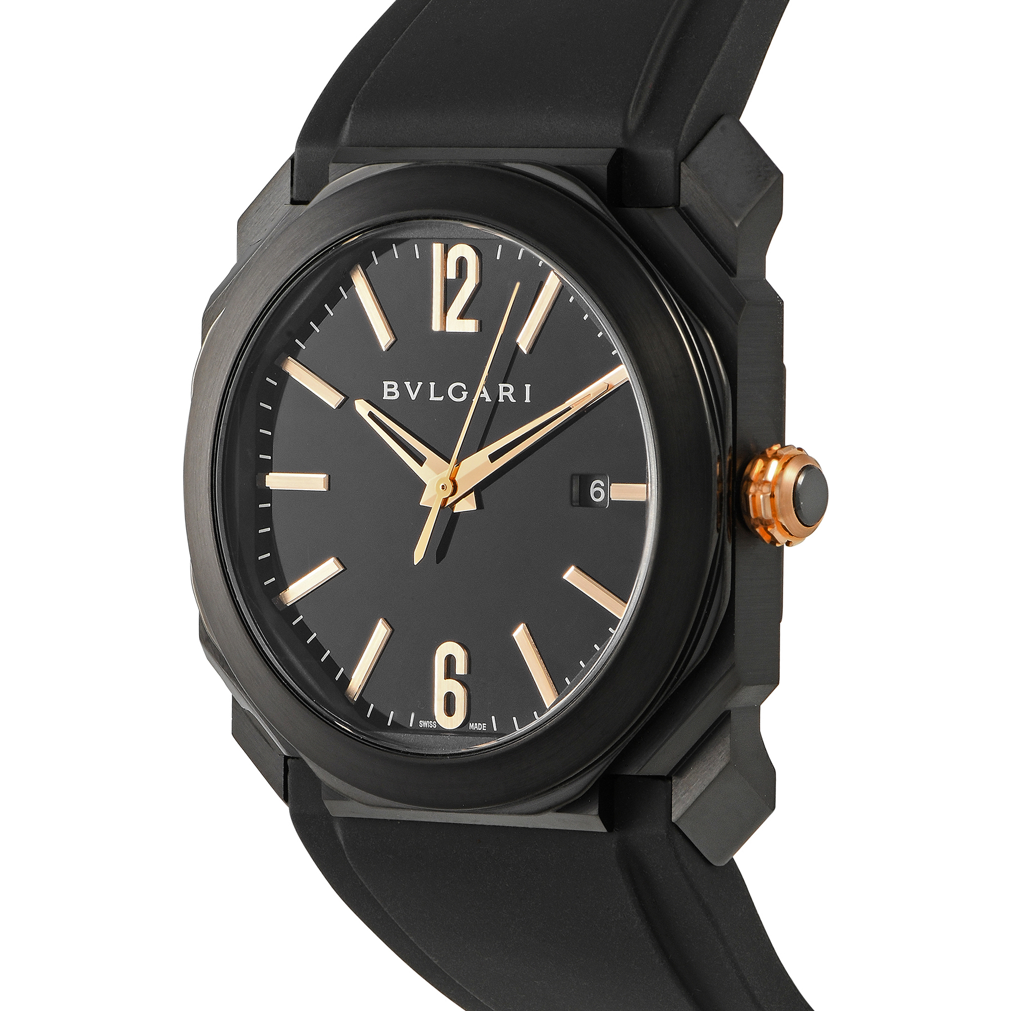 ✨BVLGARI✨ブルガリ✨デイト✨ブラック文字盤✨AUTOMATIC✨腕時計✨ Bvlgari Octo Solotempo Black DLC Steel Watch 102581 - 41mm - Black - -
