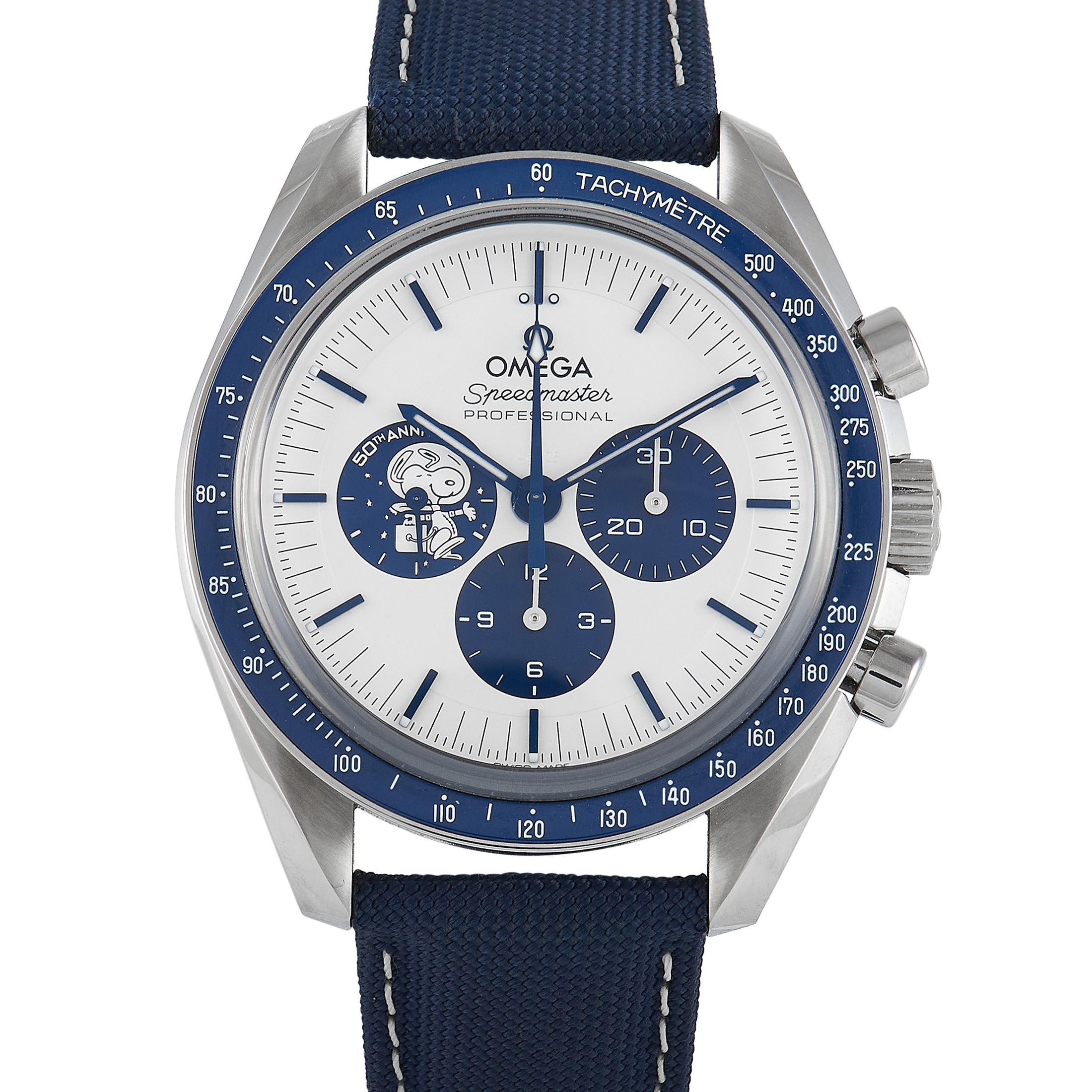 Omega Speedmaster Silver Snoopy Award 50th Anniversary Watch 310.32.42.50.02.001