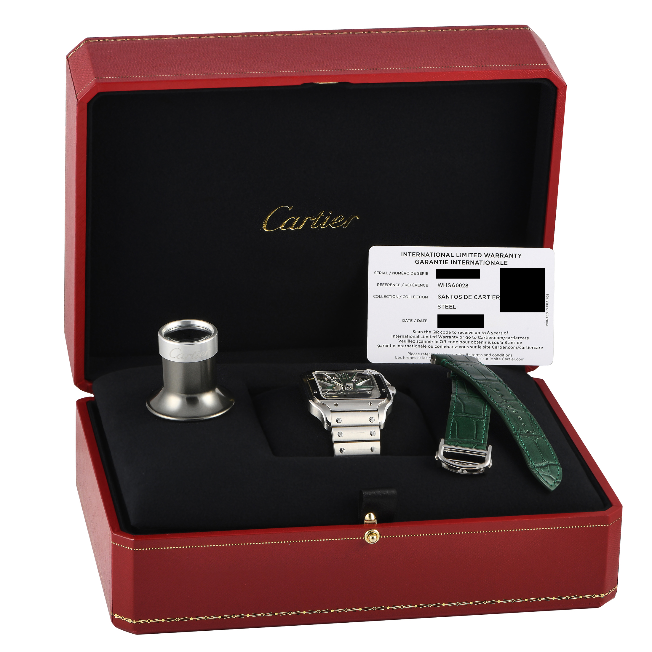 Cartier Santos de Cartier Green Skeleton Watch WHSA0028