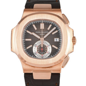Pre-owned Patek Philippe Nautilus Chronograph rose gold brown dial, ref. 5980R-001