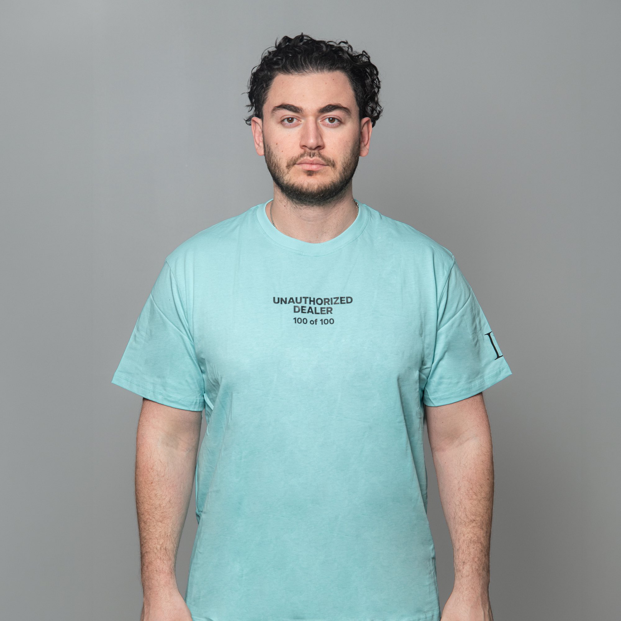 Luxury Bazaar Numbered Tiffany Blue "Unauthorized Dealer"® Crewneck T-Shirt (001-100)