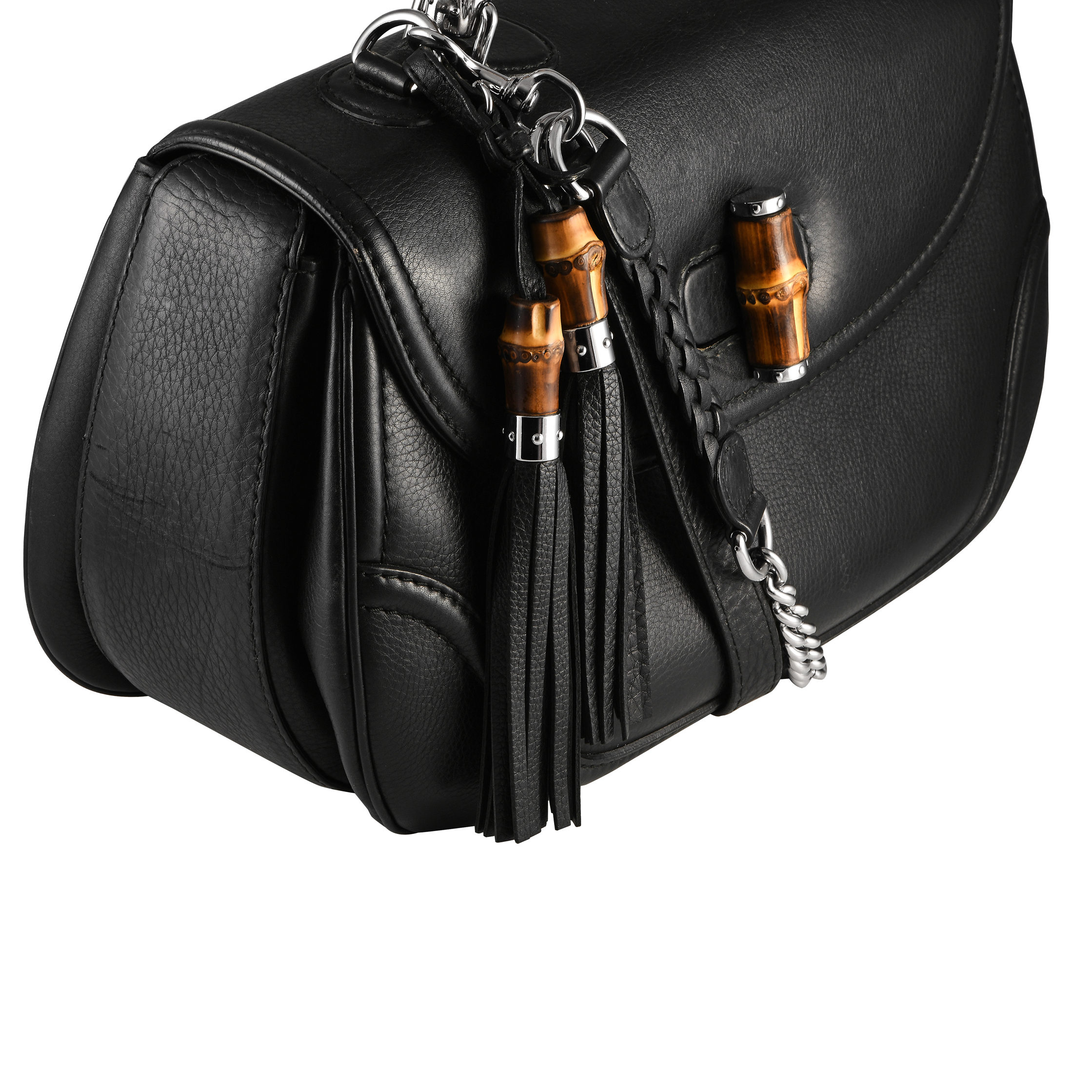 Gucci Bamboo Top Handle Tassel Leather Bag - Image 5