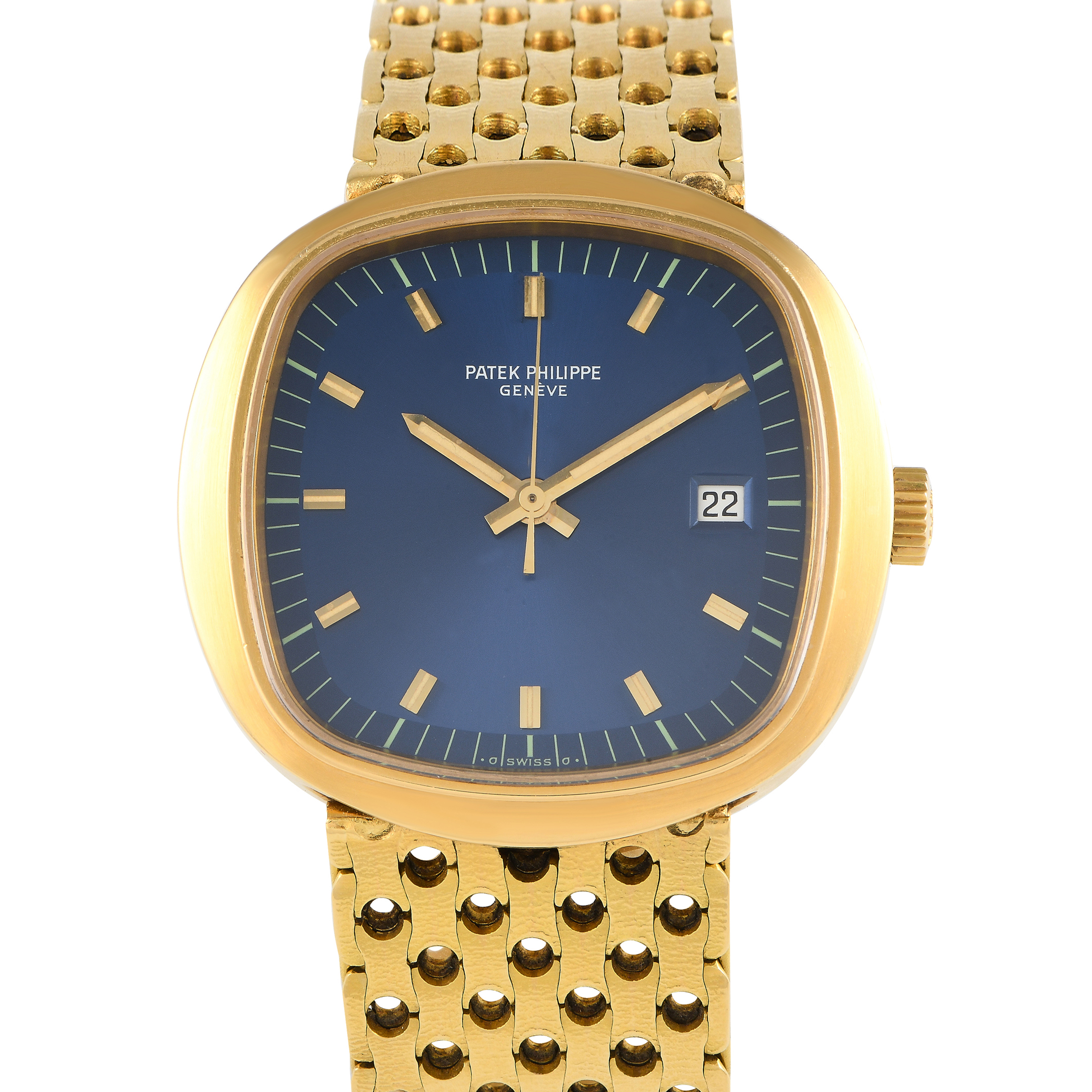 Patek Philippe Beta 21 Blue Dial 18K Yellow Gold Watch 3587/2J