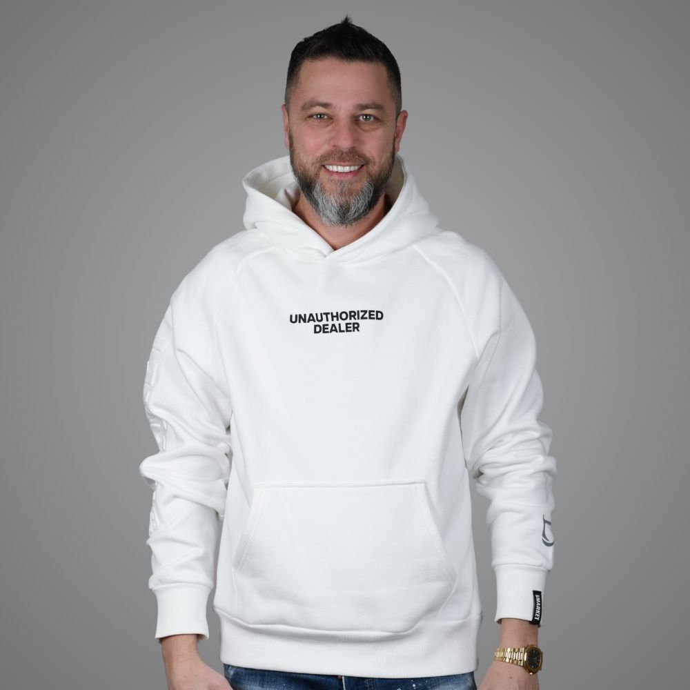 Luxury Bazaar White "Unauthorized Dealer" Hoodie