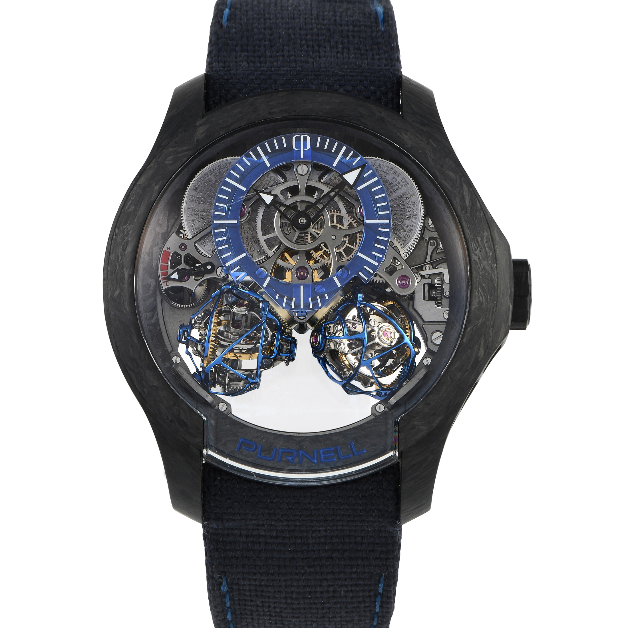 Purnell Escape II Double Spherion Carbon Blue Piece Unique Watch CP03BMCB