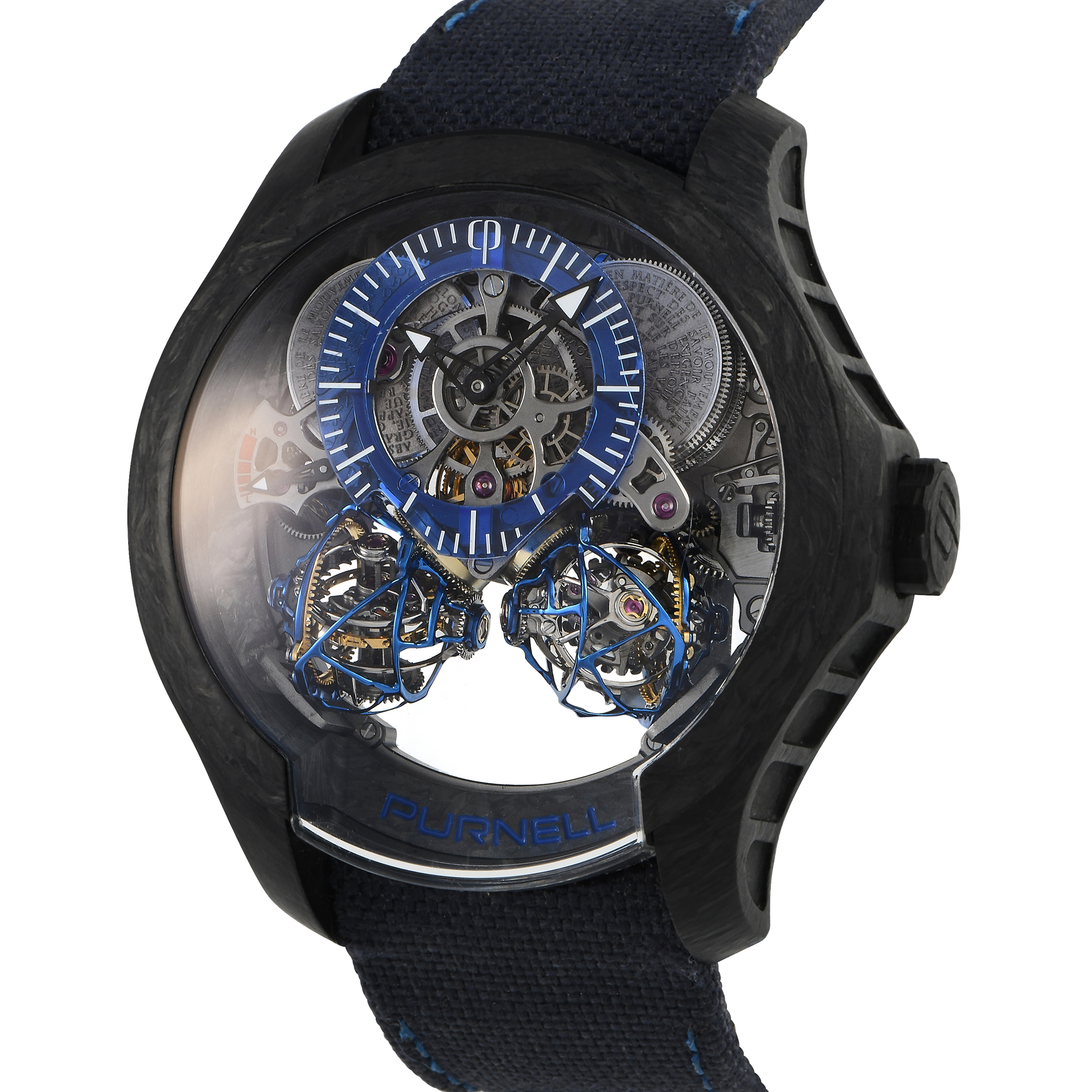 Purnell Escape II Double Spherion Carbon Blue Piece Unique Watch CP03BMCB - Image 2