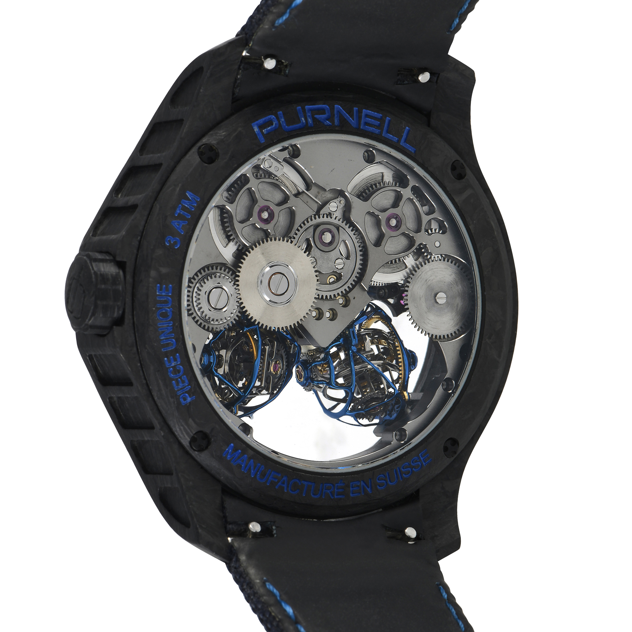 Purnell Escape II Double Spherion Carbon Blue Piece Unique Watch CP03BMCB - Image 3