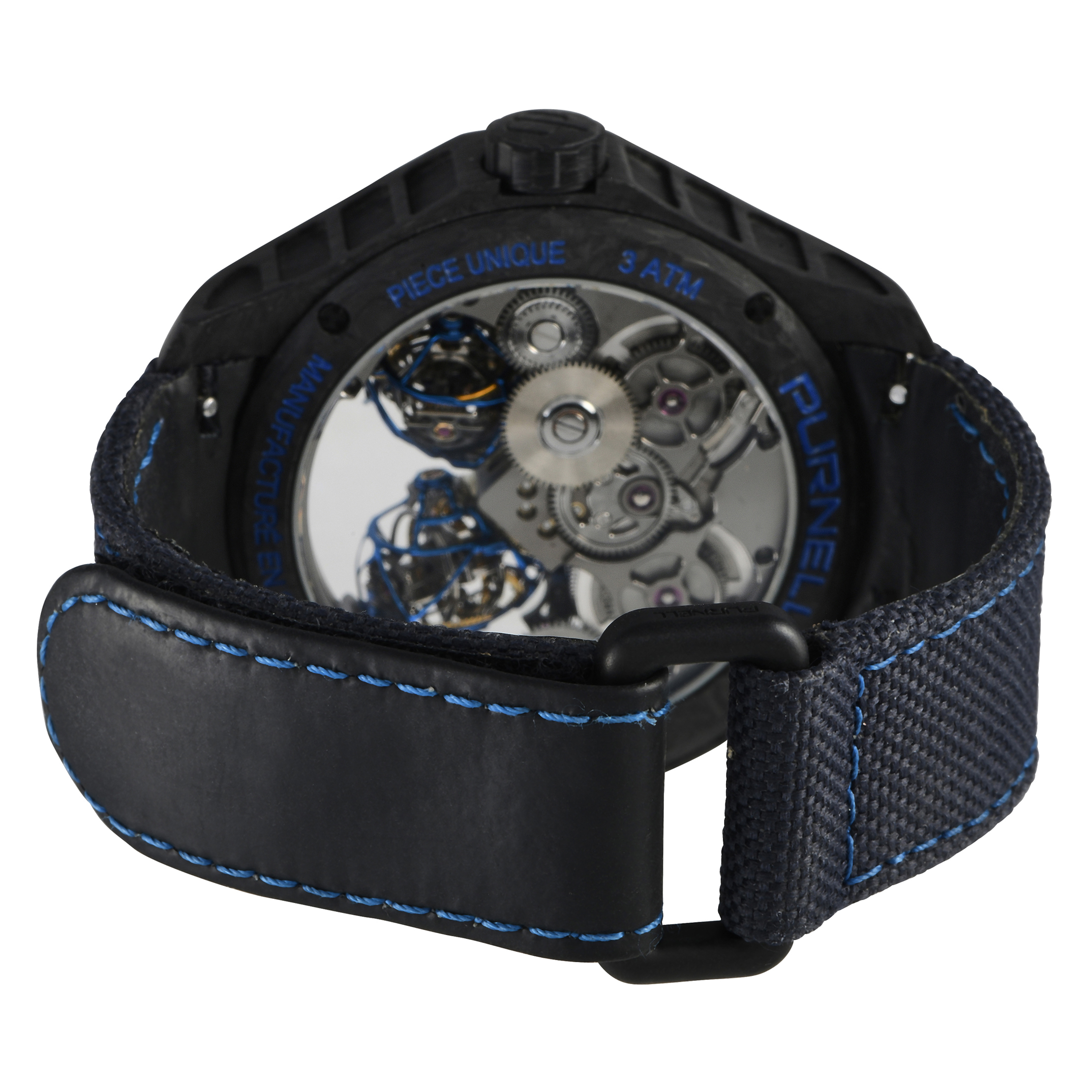 Purnell Escape II Double Spherion Carbon Blue Piece Unique Watch CP03BMCB - Image 4