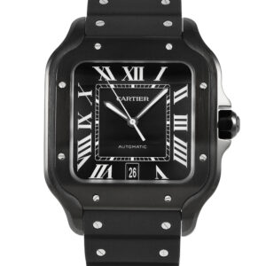 Pre-owned Cartier Santos de Cartier All Black ADLC 39.8mm interchangeable bracelet, ref. WSSA0039