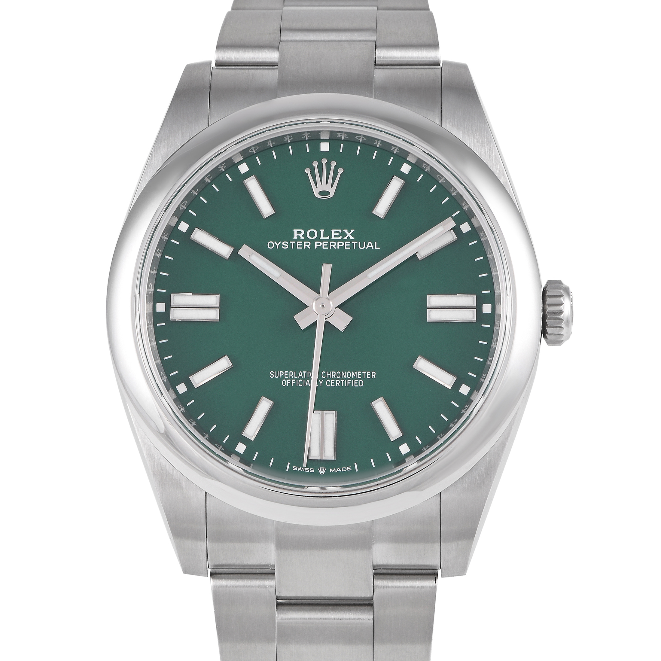 Pre-owned Rolex Oyster Perpetual 41 olive green dial, ref. 124300, circa 2024
