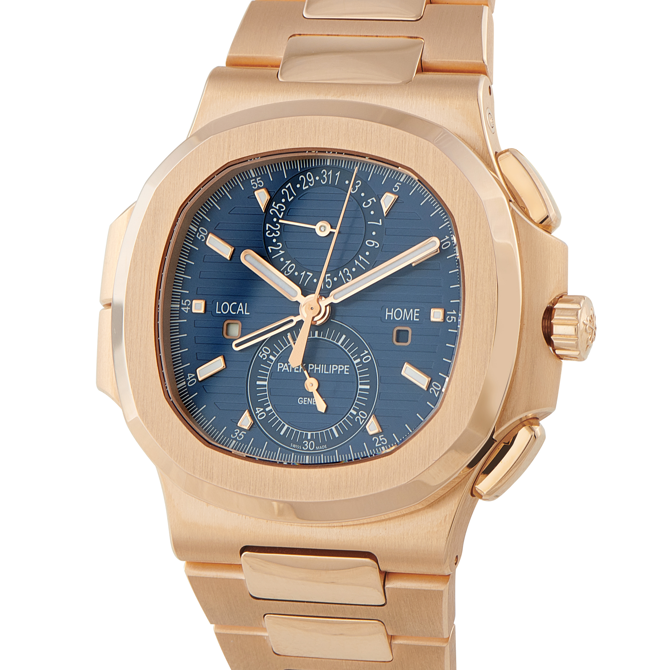 Patek Philippe Nautilus Travel Time Chronograph Rose Gold Blue Dial Watch 5990/1r-001 - Image 2
