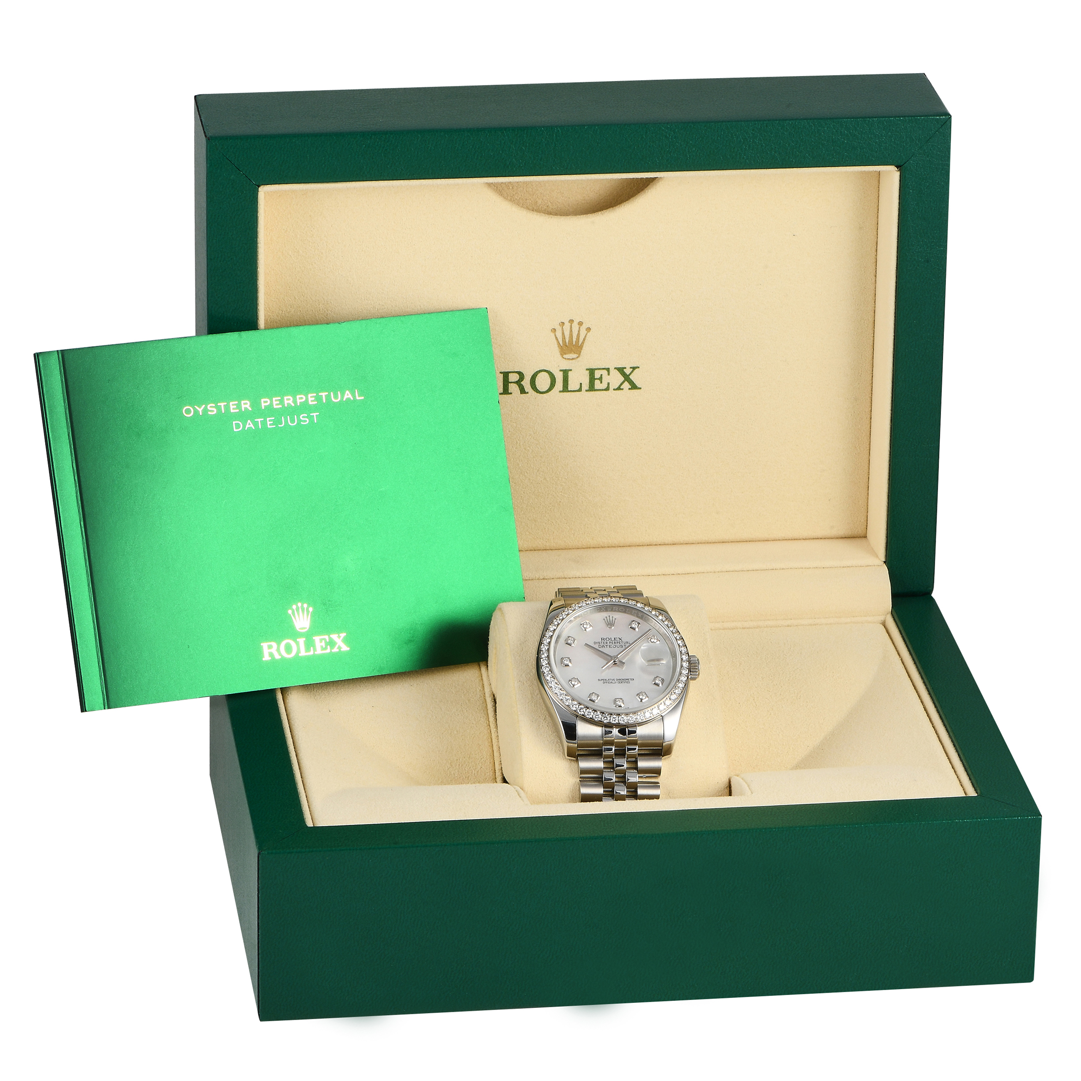 Rolex Datejust 36 Mother of Pearl Dial Diamond Bezel Watch 116244 - Image 5