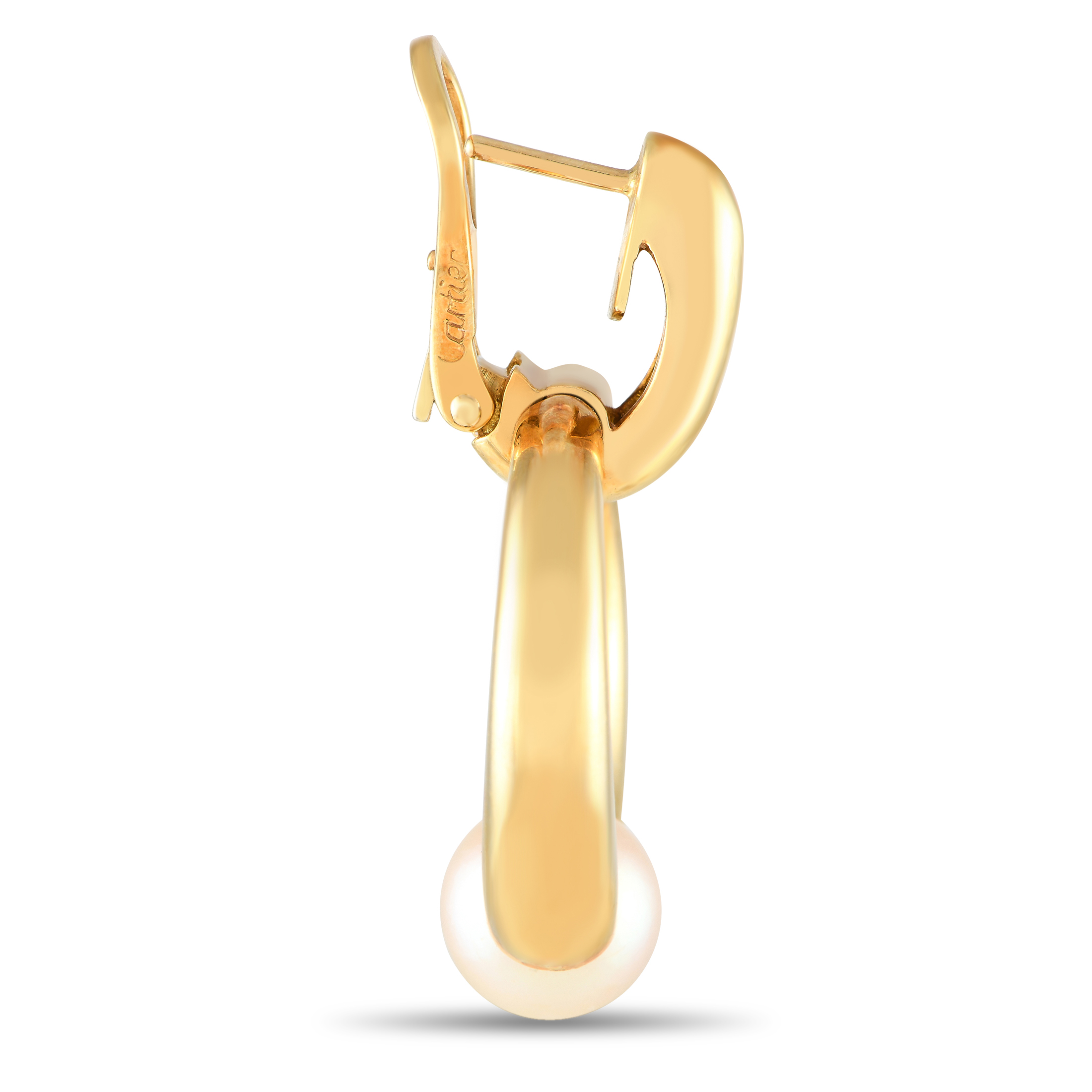 Cartier 18K Yellow Gold Pearl Earrings CA23-120524 - Image 2