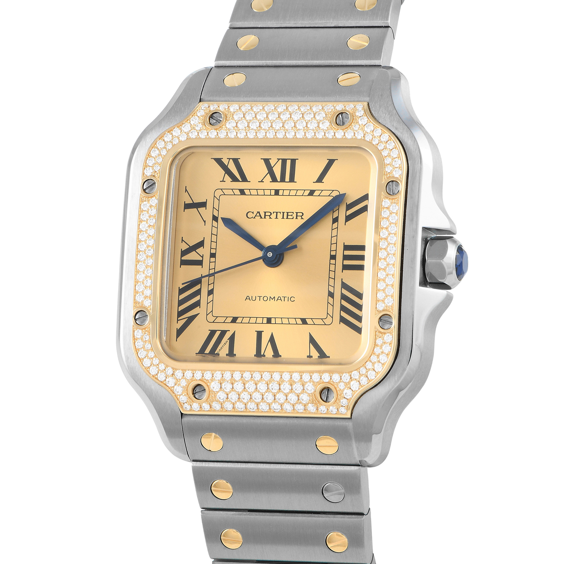 Cartier Santos Medium Model Diamond Bezel Watch W3SA0007 - Image 2