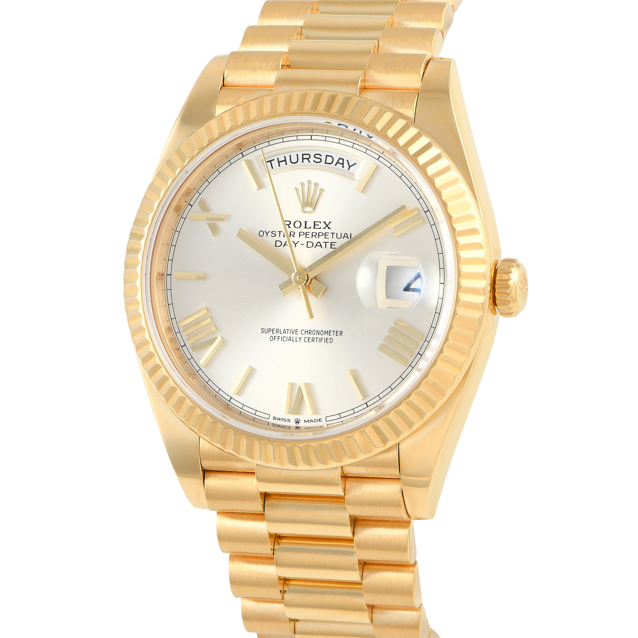 Rolex Day-Date 40 Silver Roman Dial Watch 228238
