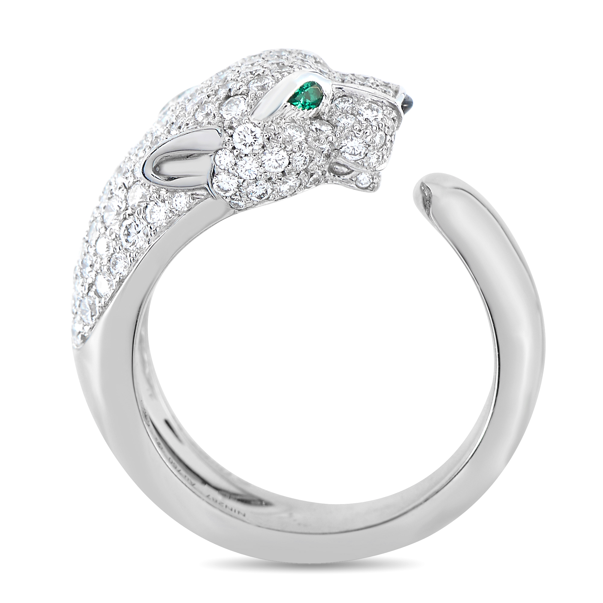 Cartier Panthère 18K White Gold 1.15ct Diamond, Emerald and Onyx Ring CA33-011725 - Image 2