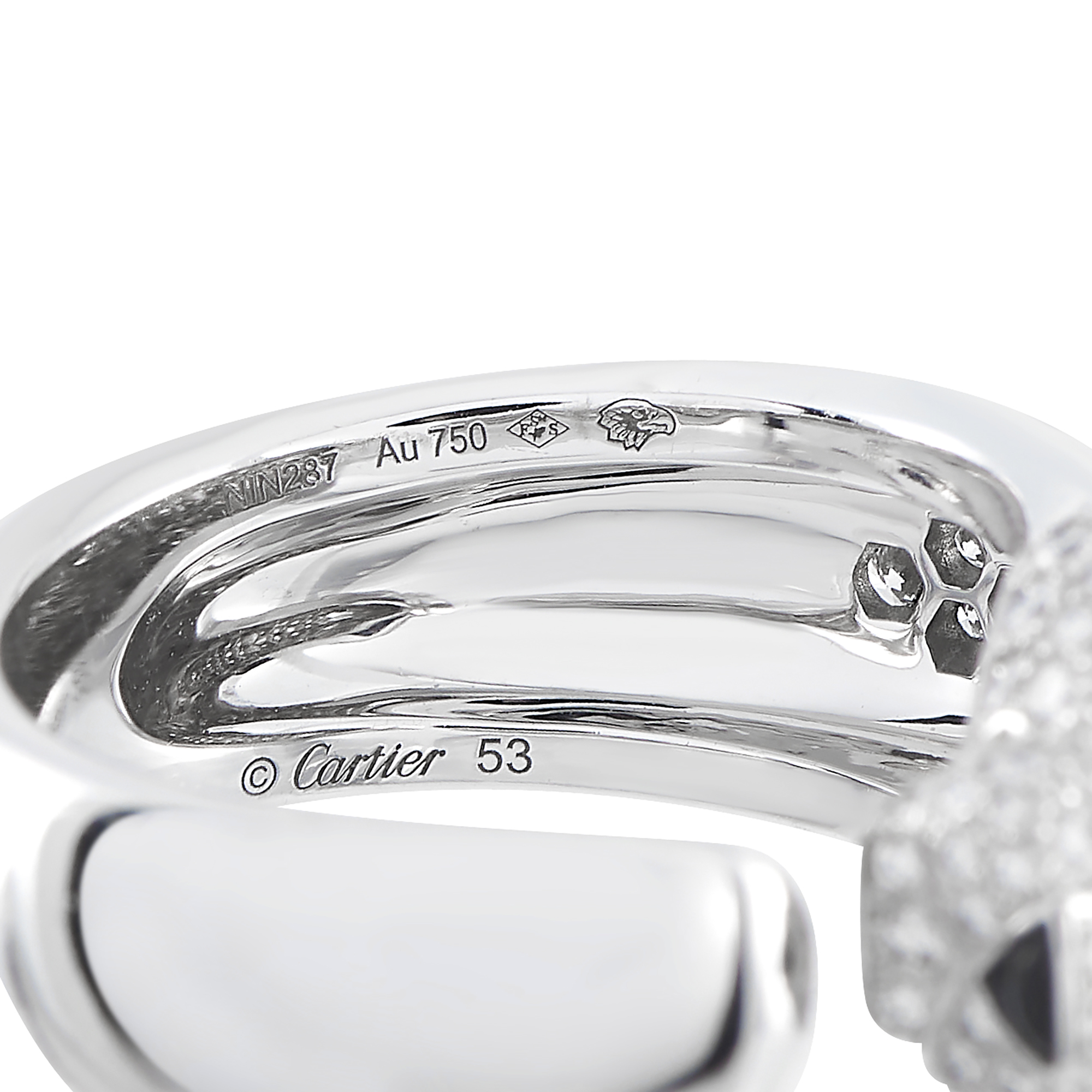 Cartier Panthère 18K White Gold 1.15ct Diamond, Emerald and Onyx Ring CA33-011725 - Image 4