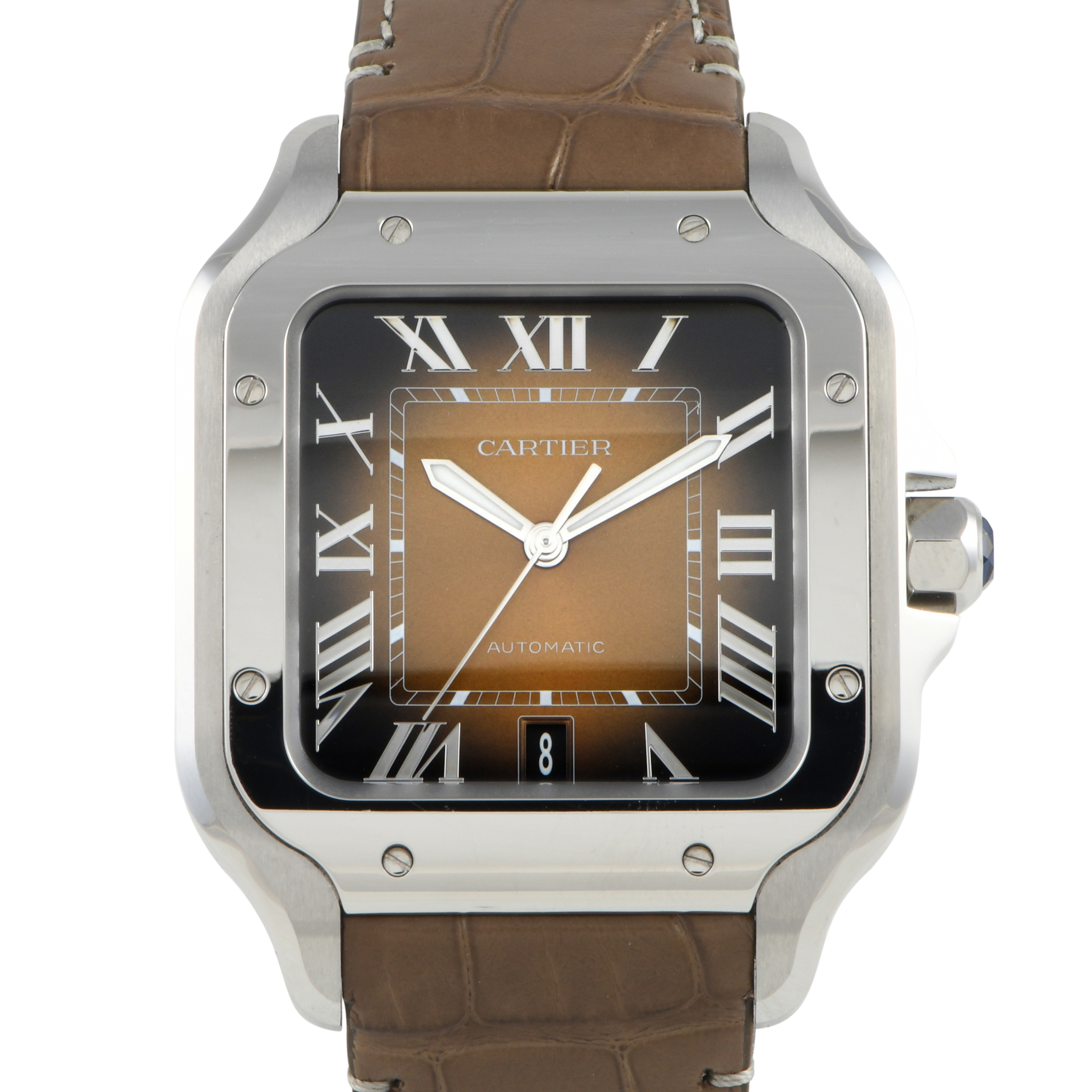 Cartier Santos Brown Sunburst Dial Watch WSSA0064