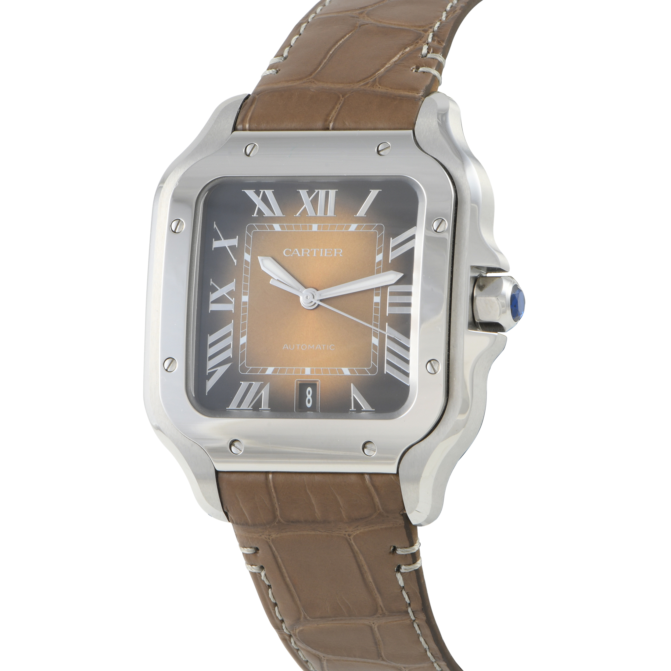 Cartier Santos Brown Sunburst Dial Watch WSSA0064 - Image 2