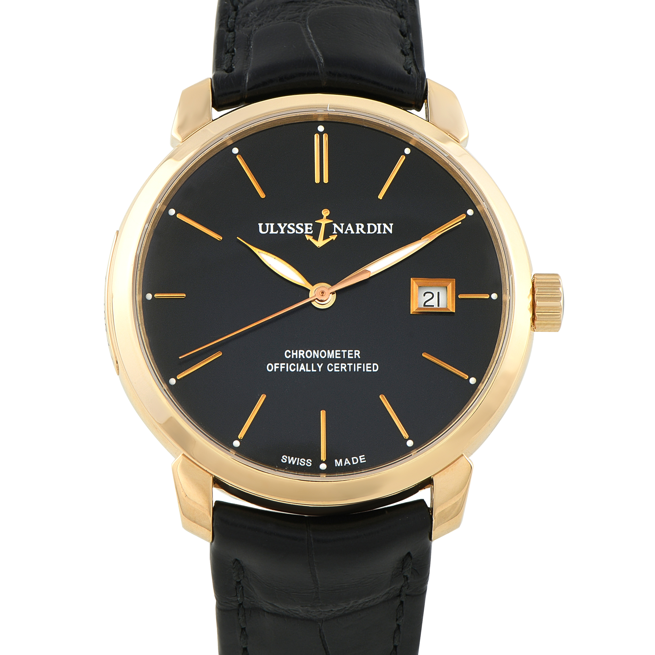 Ulysse Nardin Classico Black Dial Rose Gold Watch 8156-111