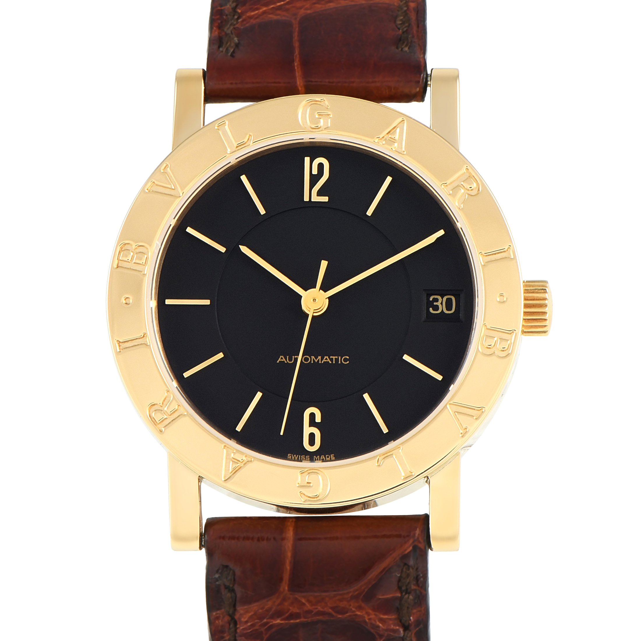 Bvlgari 18K Yellow Gold Automatic Watch BB33GL - 33 mm - Black - -