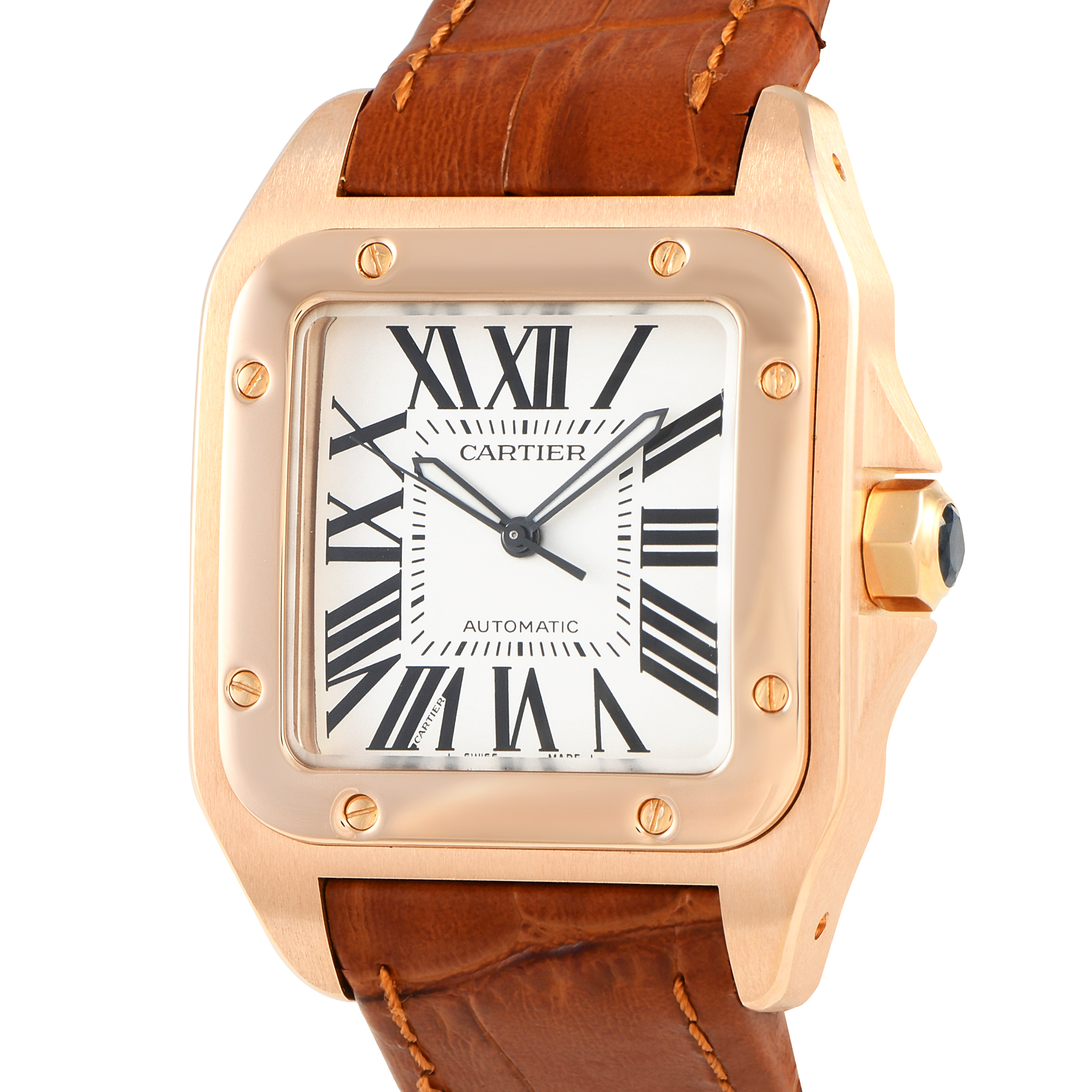 Cartier Santos 100 18K Rose Gold Watch 12800 2792 - Image 2