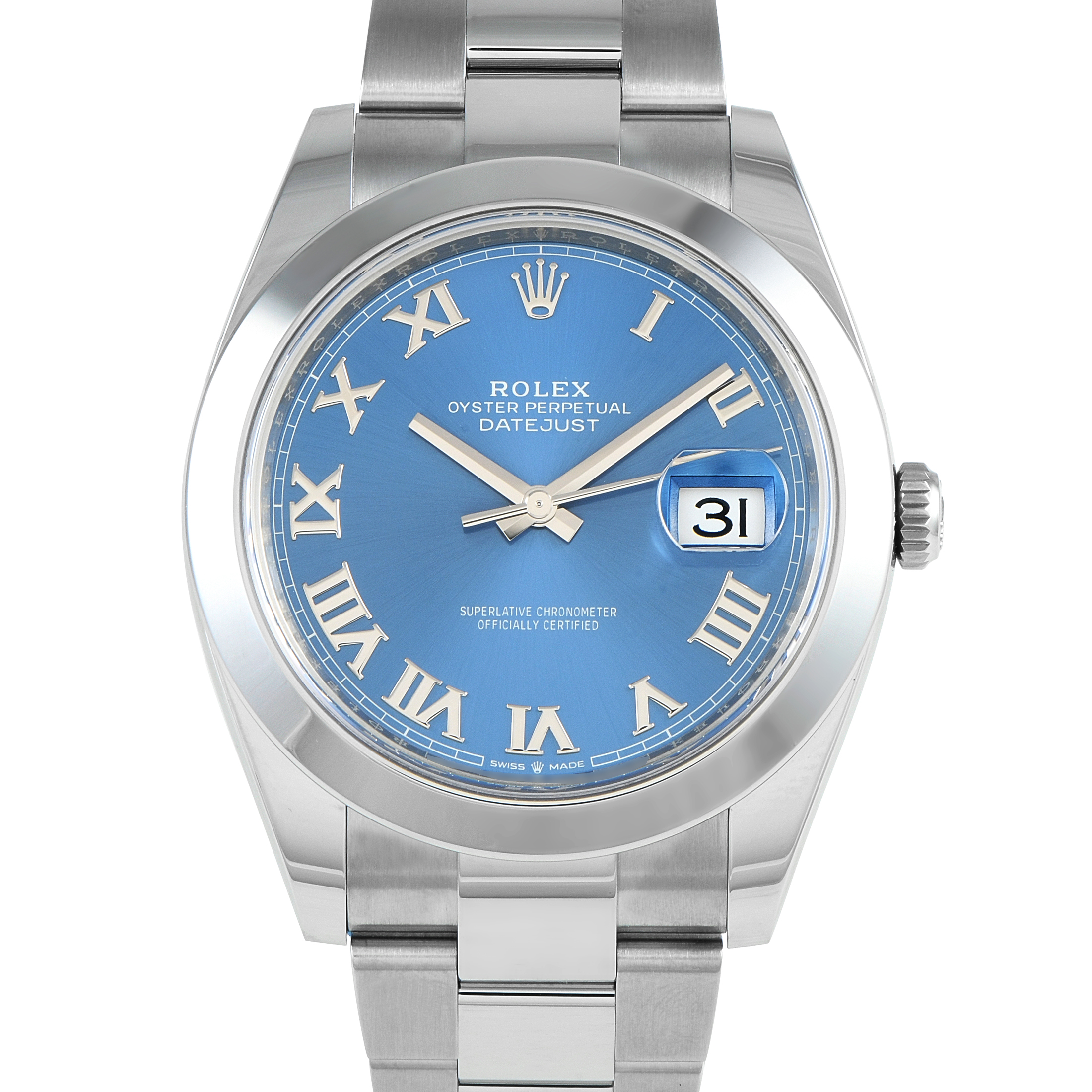 Rolex Datejust 41 Azzurro Blue Roman Dial Watch 126300