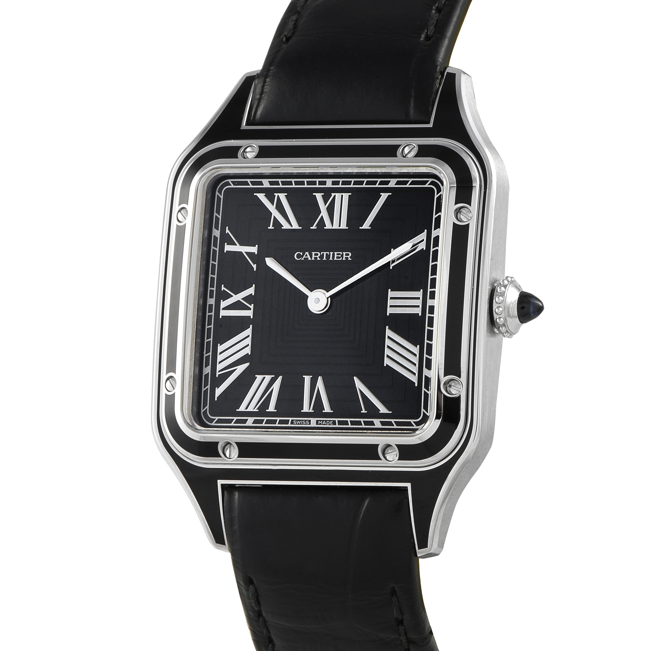 Cartier Santos-Dumont Large Model Steel and Black Lacquer Watch WSSA0046 - Image 2