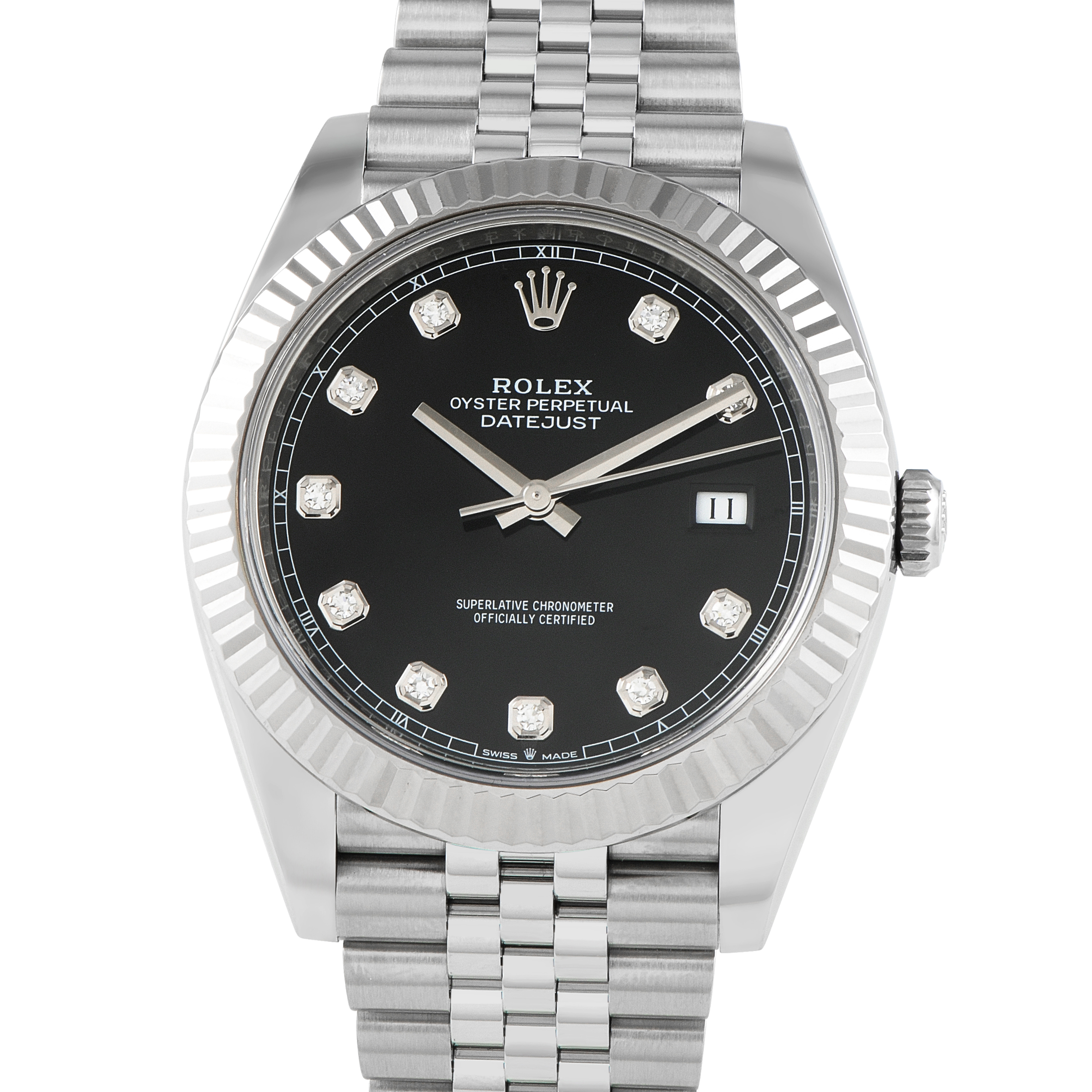 Rolex Datejust 41 Black Diamond Dial Jubilee Watch 126334